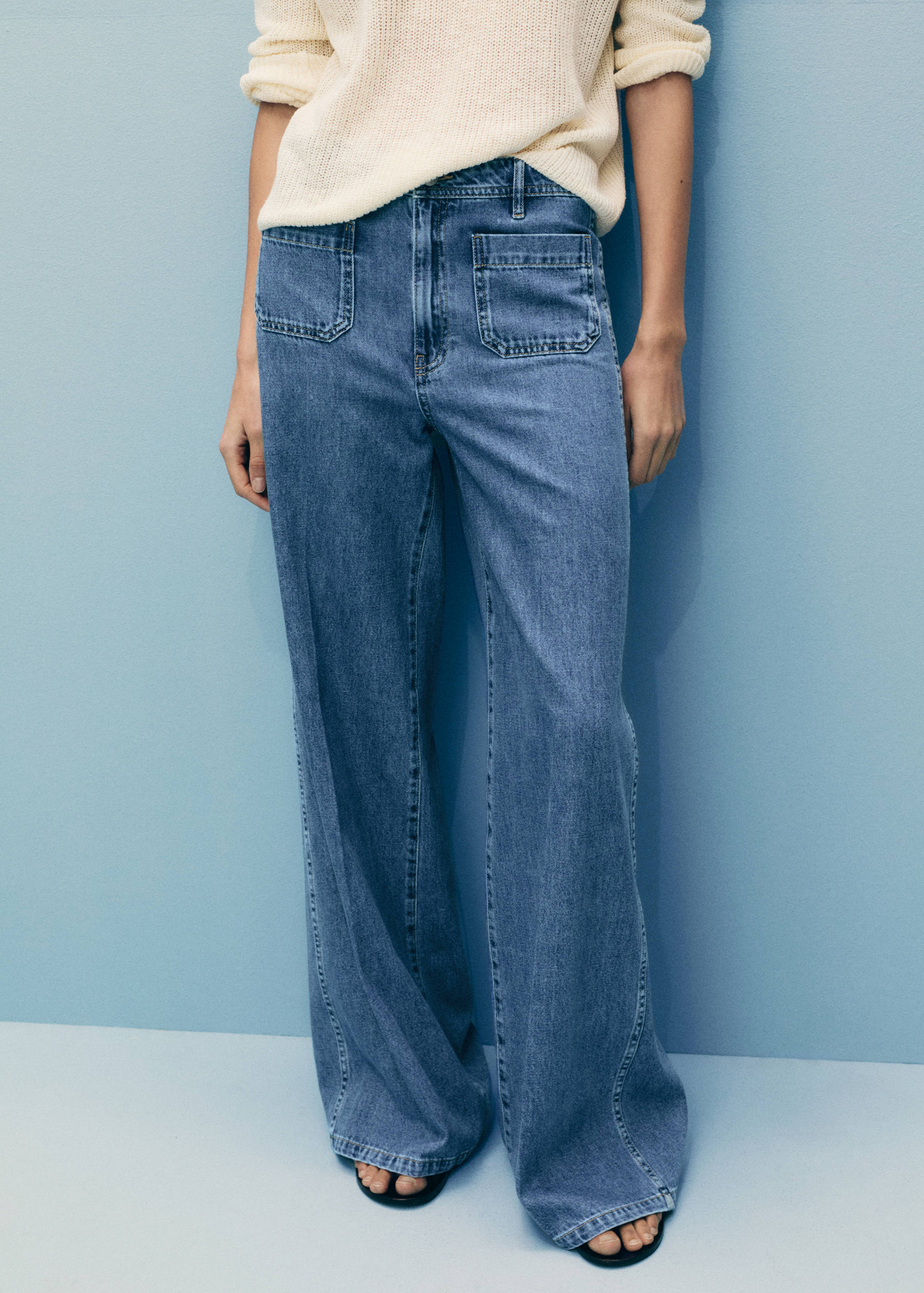 Wide leg jeans with pockets - Medium plane