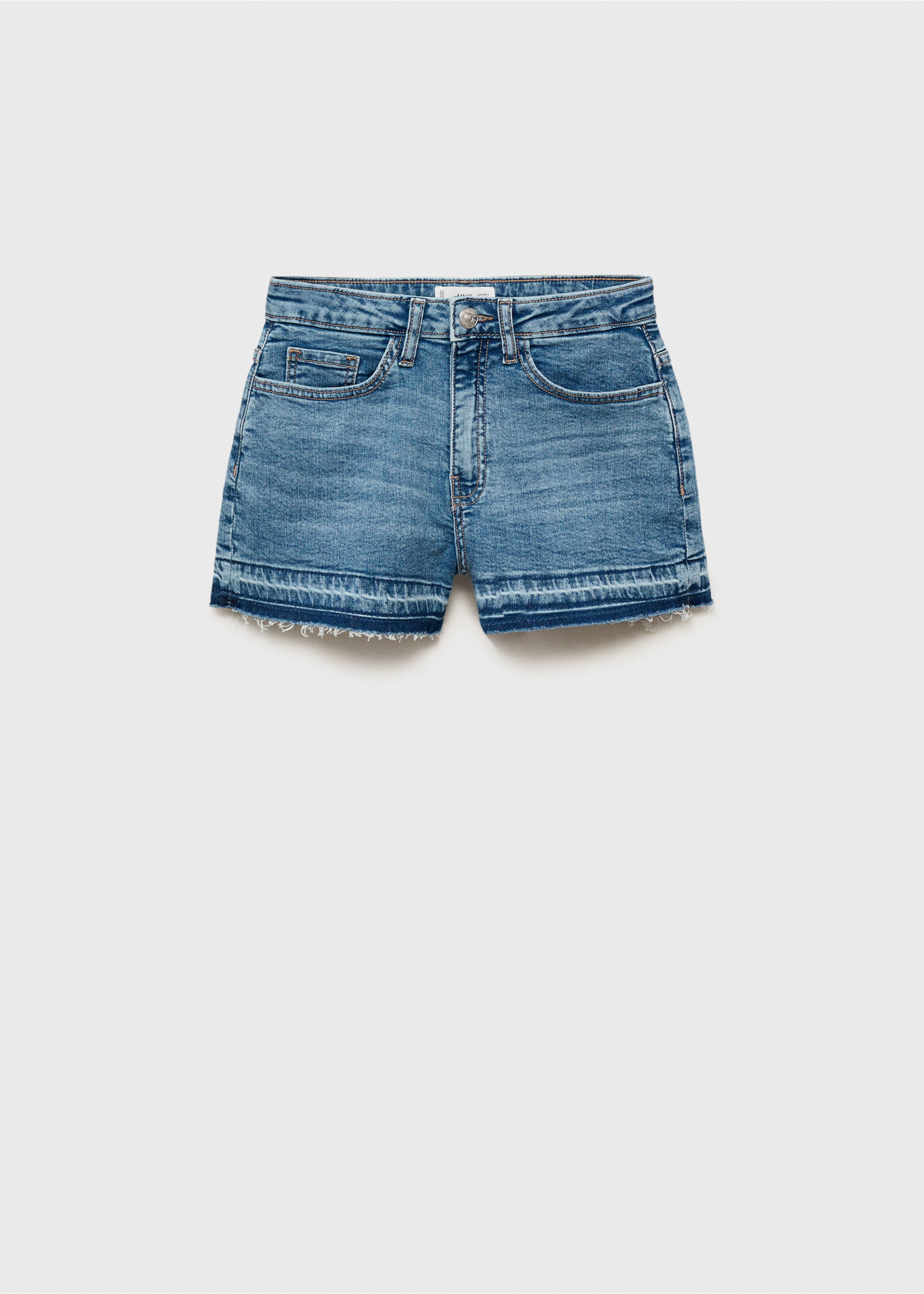 Denim shorts with frayed hem - Article without model, Medium Blue. Ref: 87017179-00.