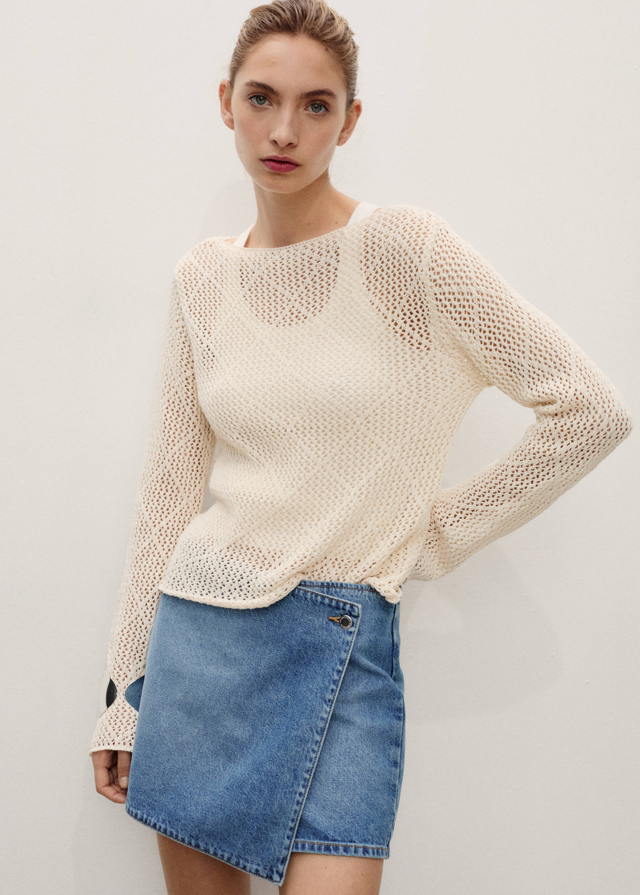 Falda pantalón denim cruzada - Detalle del artículo 1