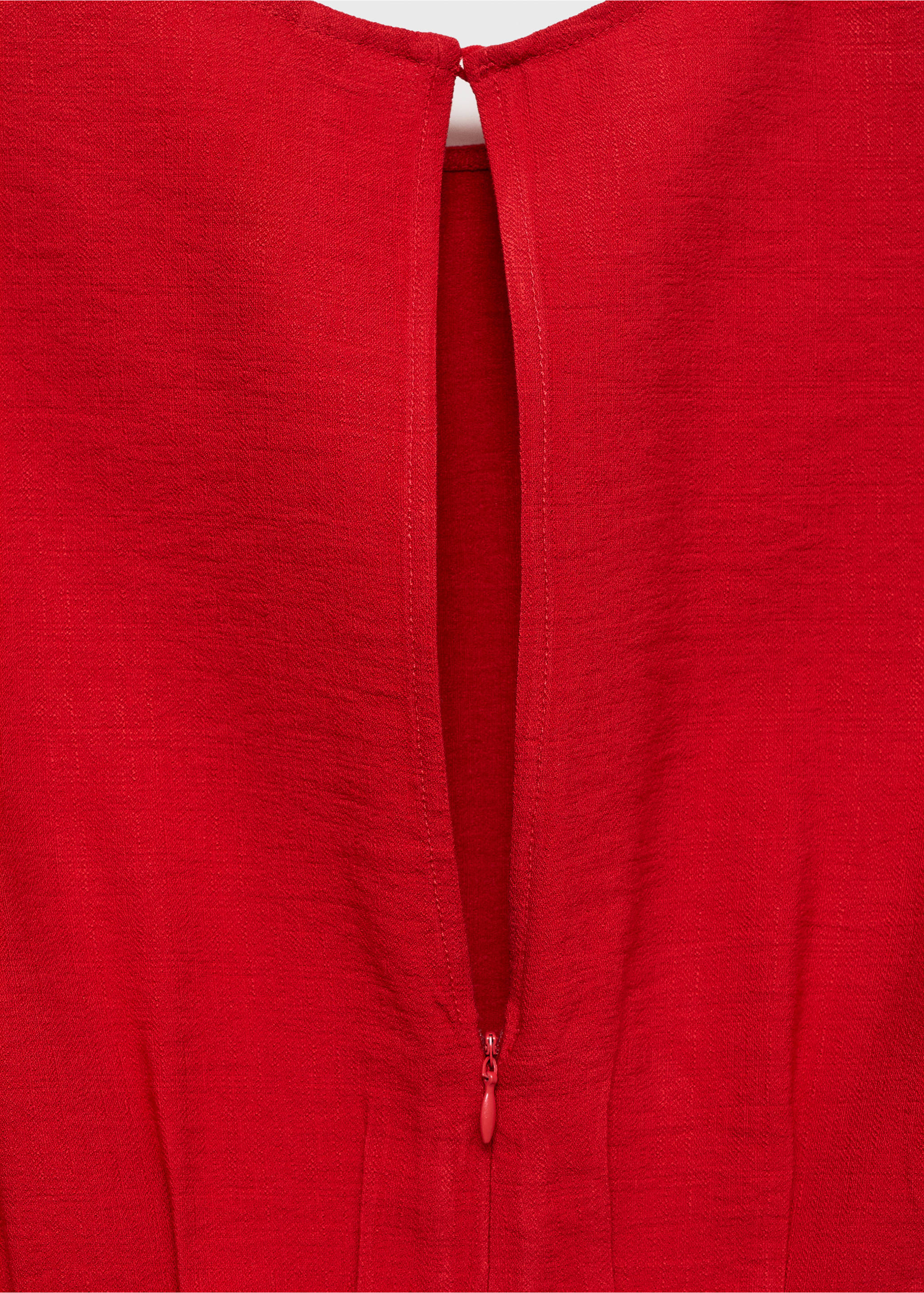 A-line dress with pleats - Details of the article 8, Maroon. Ref: 87017186-00.