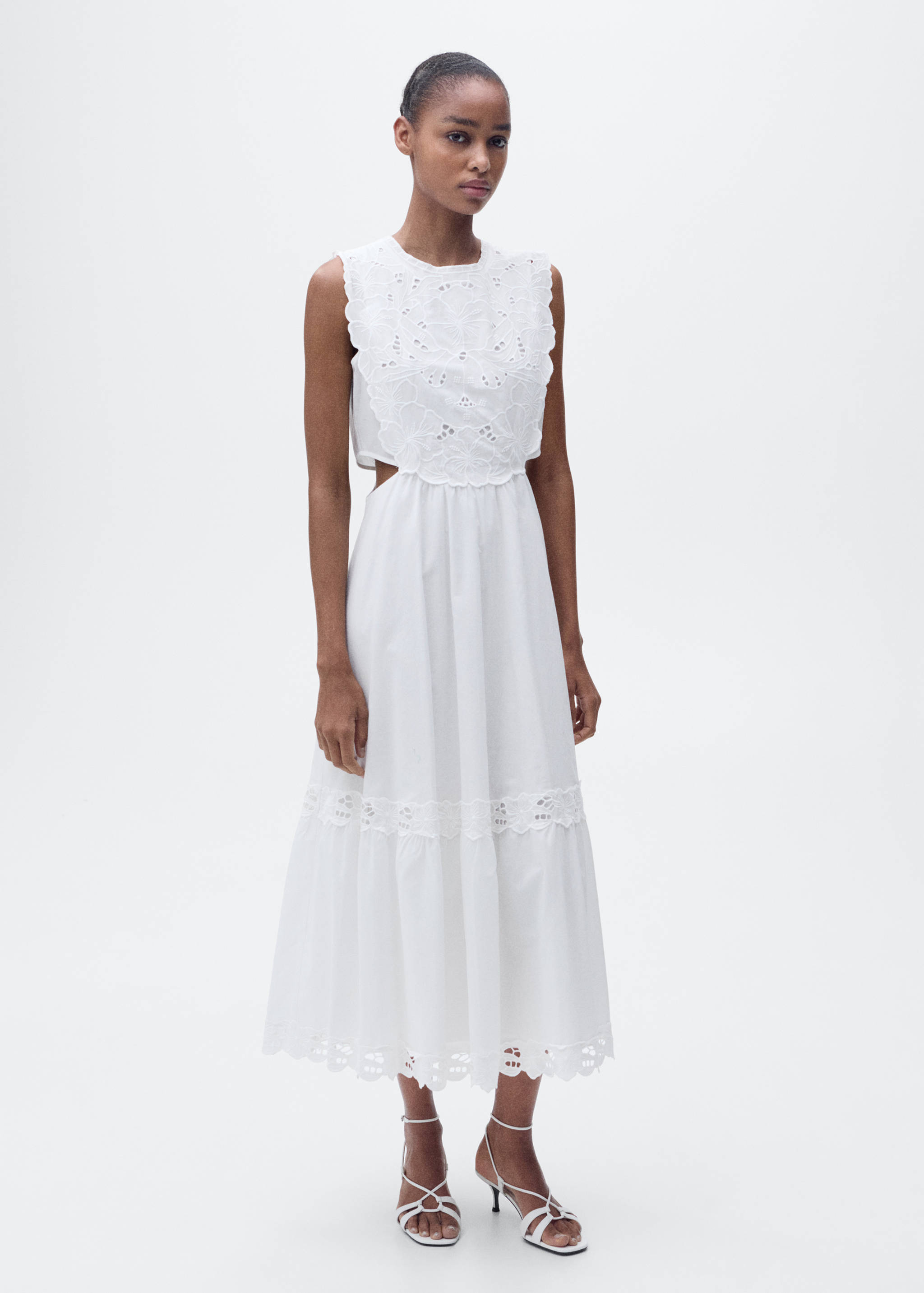 Embroidered dress with side slits - Women | MANGO OUTLET USA