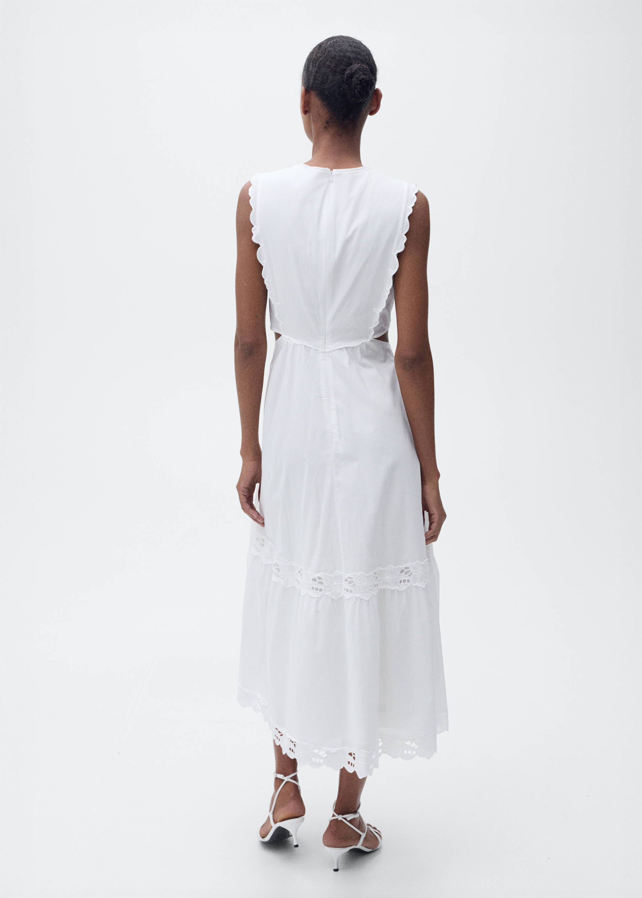 mango embroidered flared dress Mango Cotton Dress With Openwork Embroidery - Red
