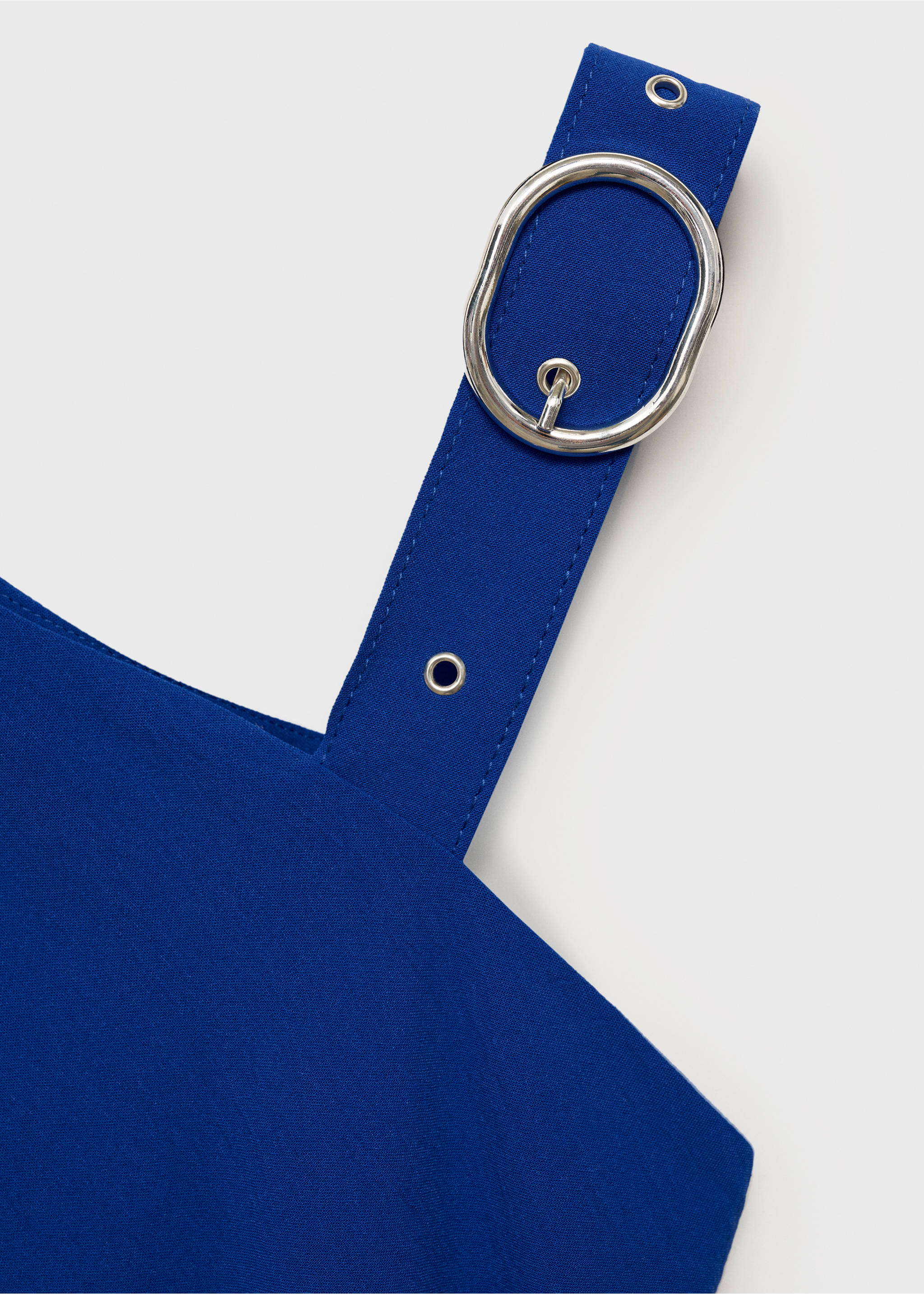 Asymmetrical buckle strap dress - Details of the article 8, Blue. Ref: 87017194-00.