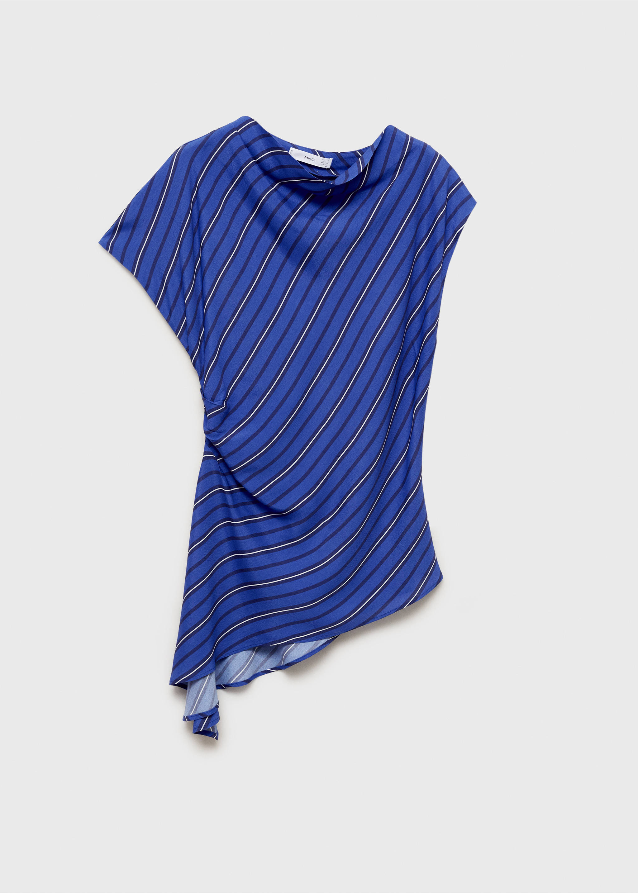 Asymmetrical striped blouse - Article without model, Blue. Ref: 87017196-00.