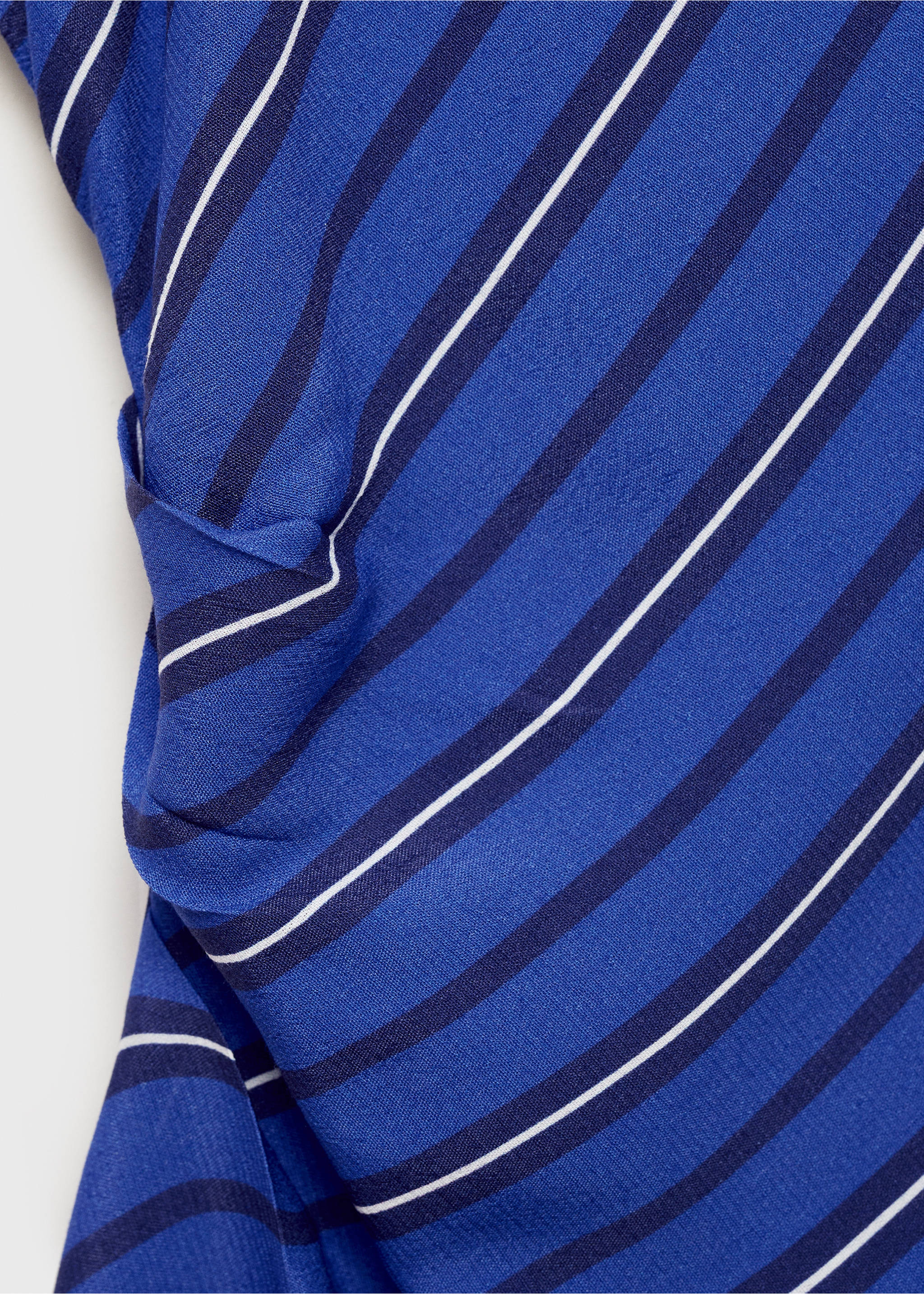 Asymmetrical striped blouse - Details of the article 8, Blue. Ref: 87017196-00.