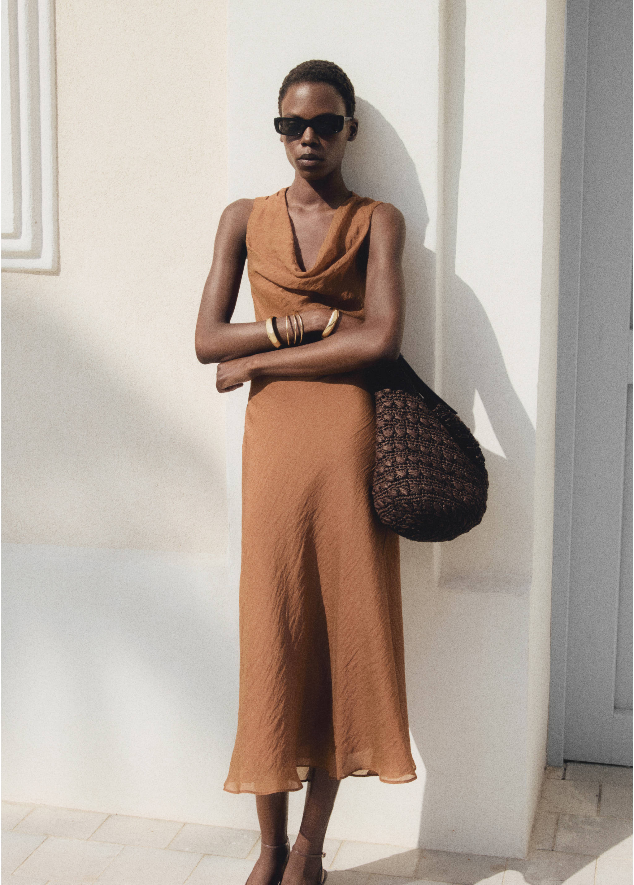 Draped-neck lyocell dress - Details of the article 3