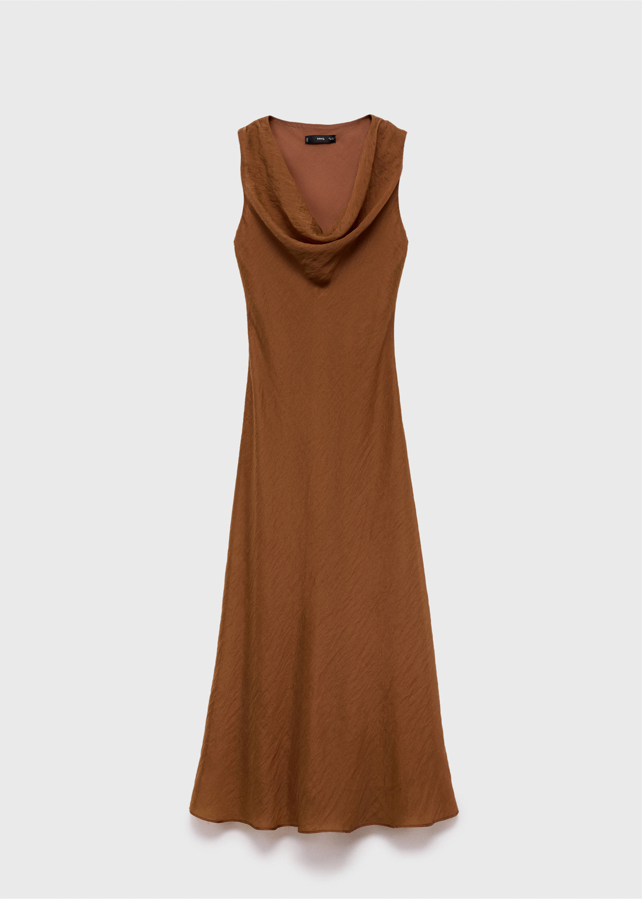 Draped-neck lyocell dress - Article without model, Brown. Ref: 87017198-00.