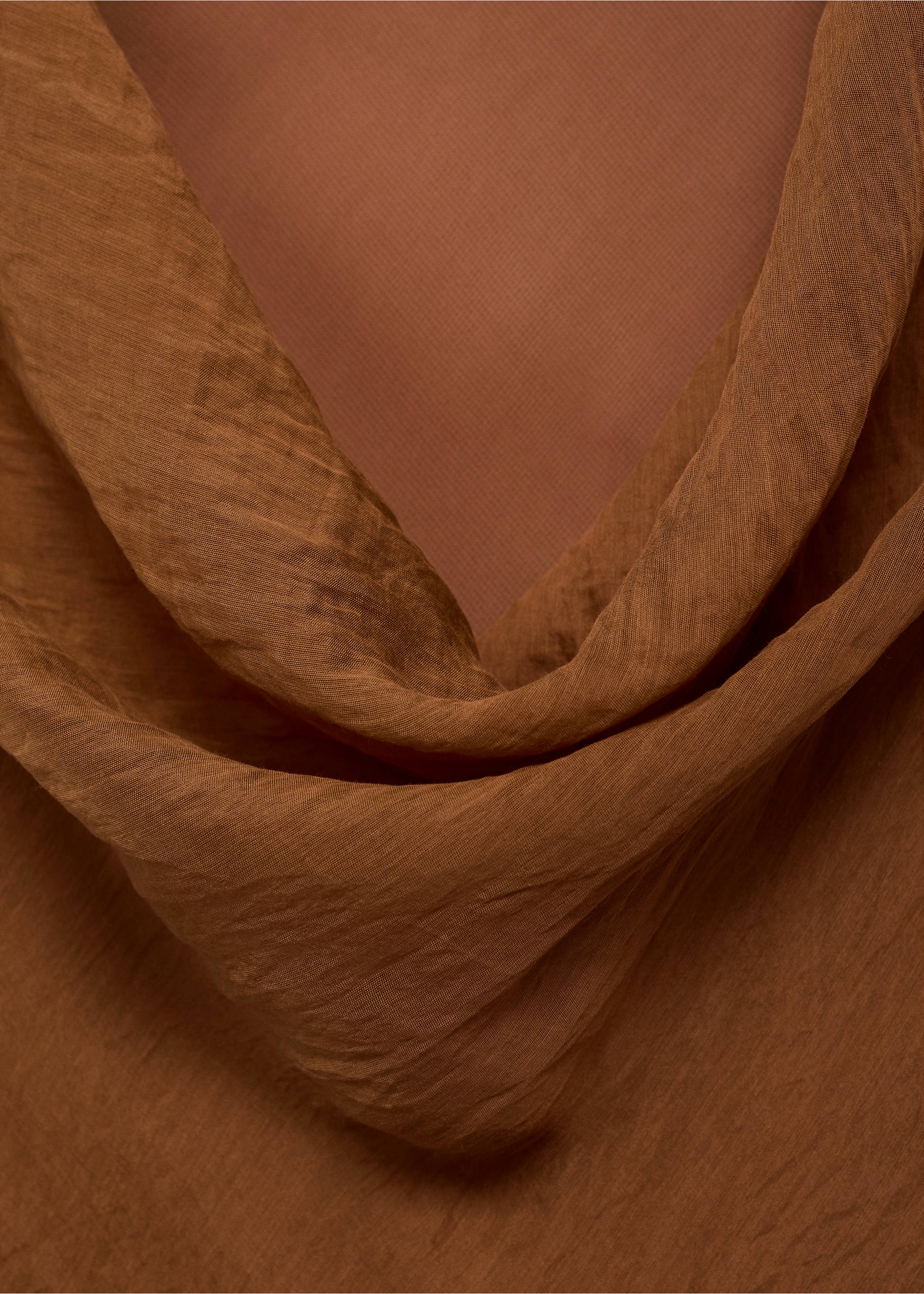 Draped-neck lyocell dress - Details of the article 8, Brown. Ref: 87017198-00.