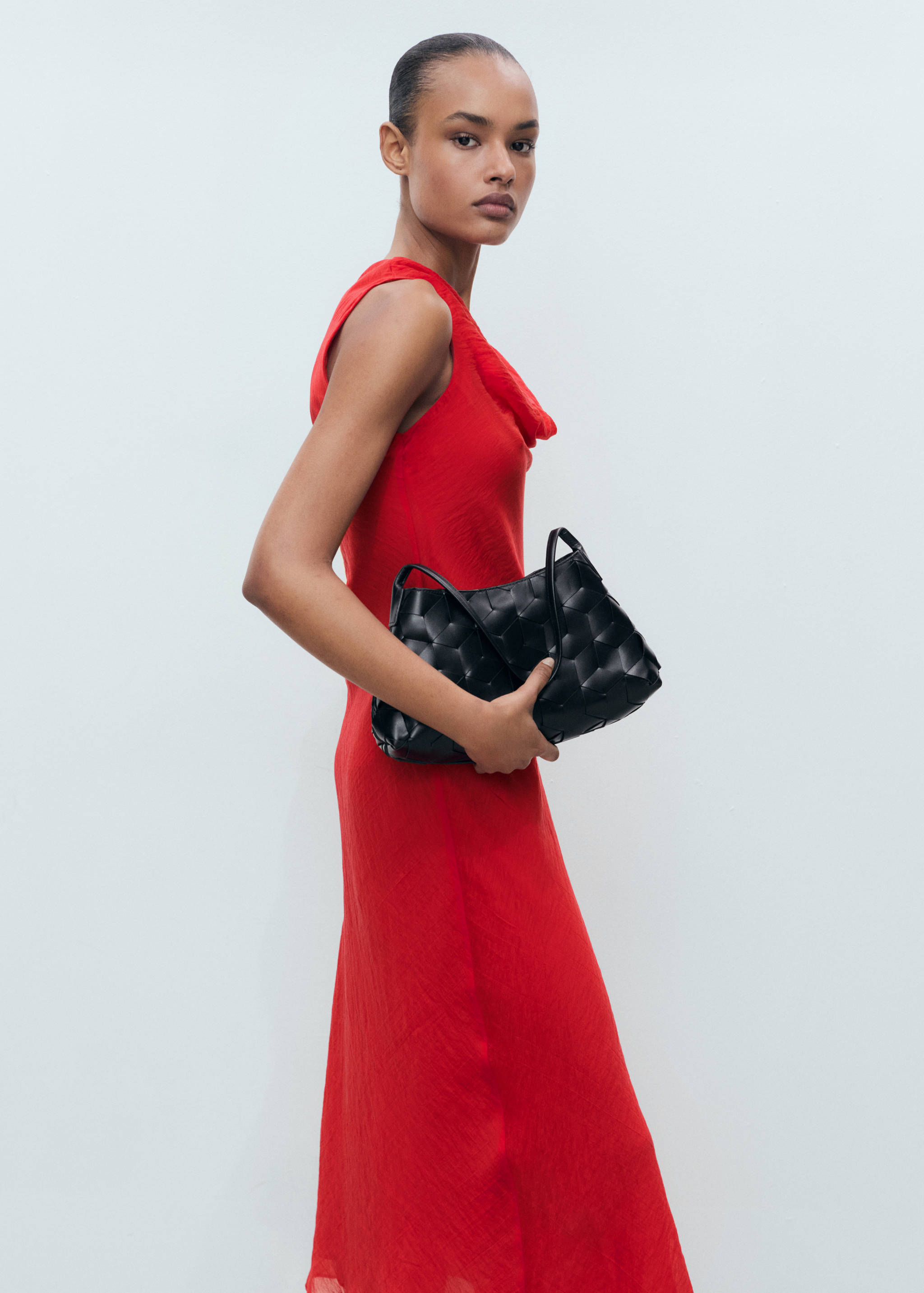 Draped-neck lyocell dress - Medium plane