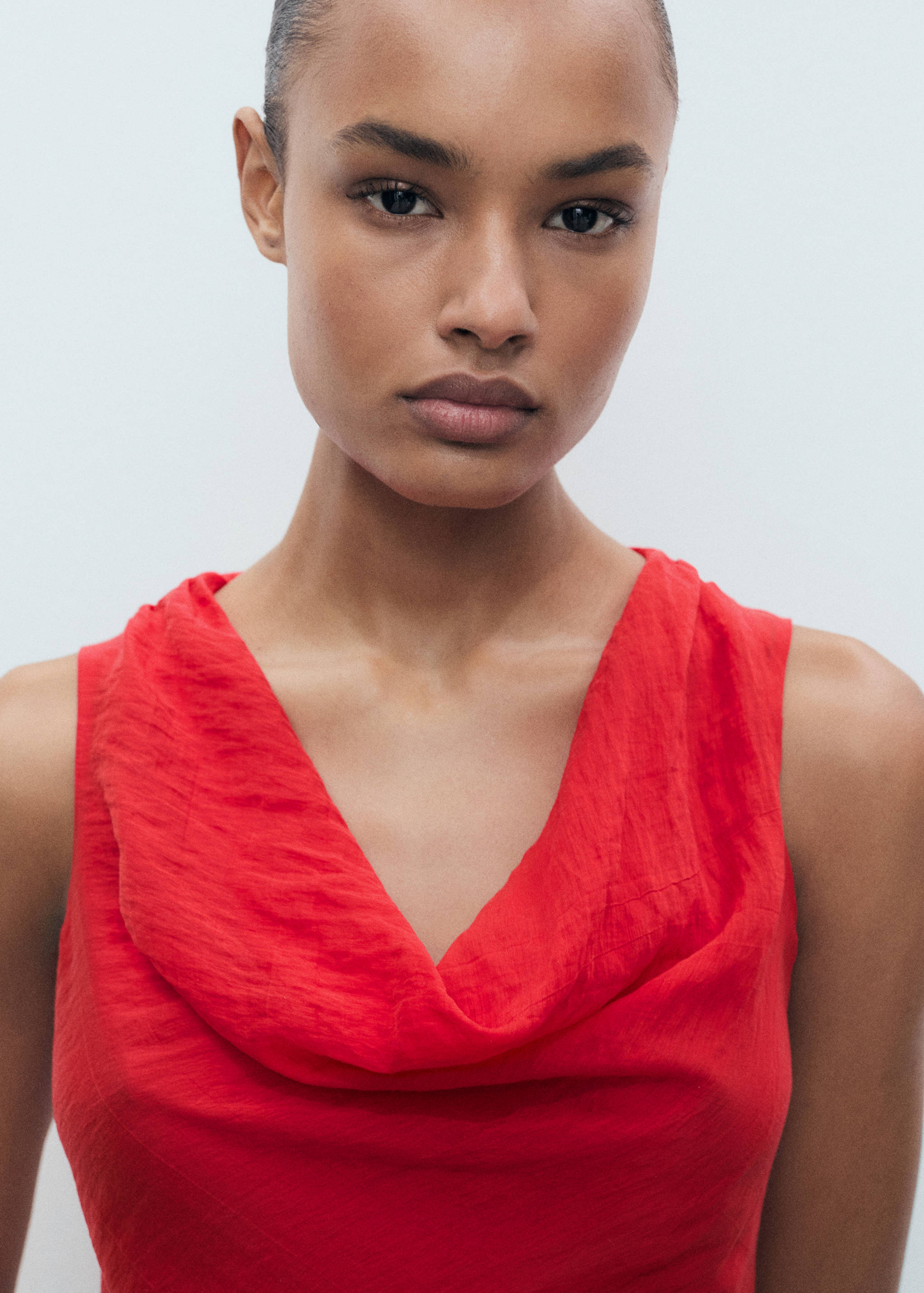 Draped-neck lyocell dress - Details of the article 1
