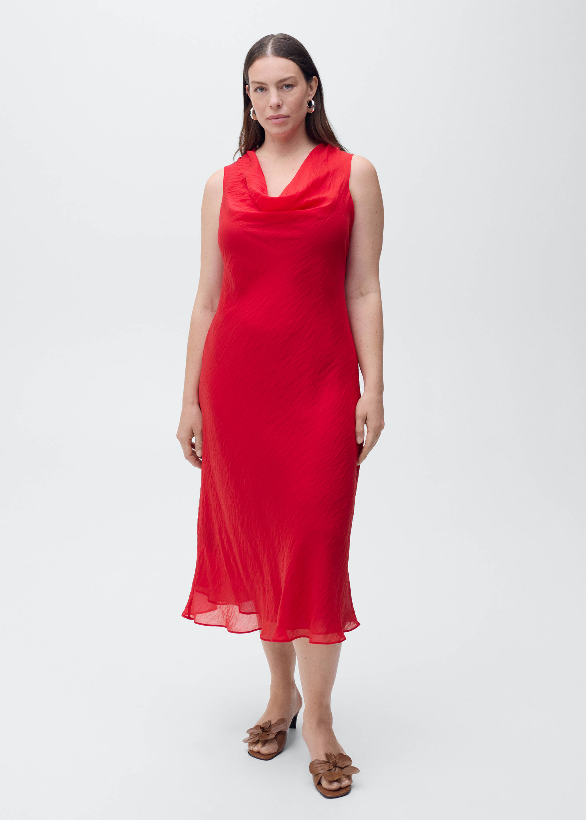 Draped-neck lyocell dress - Details of the article 3