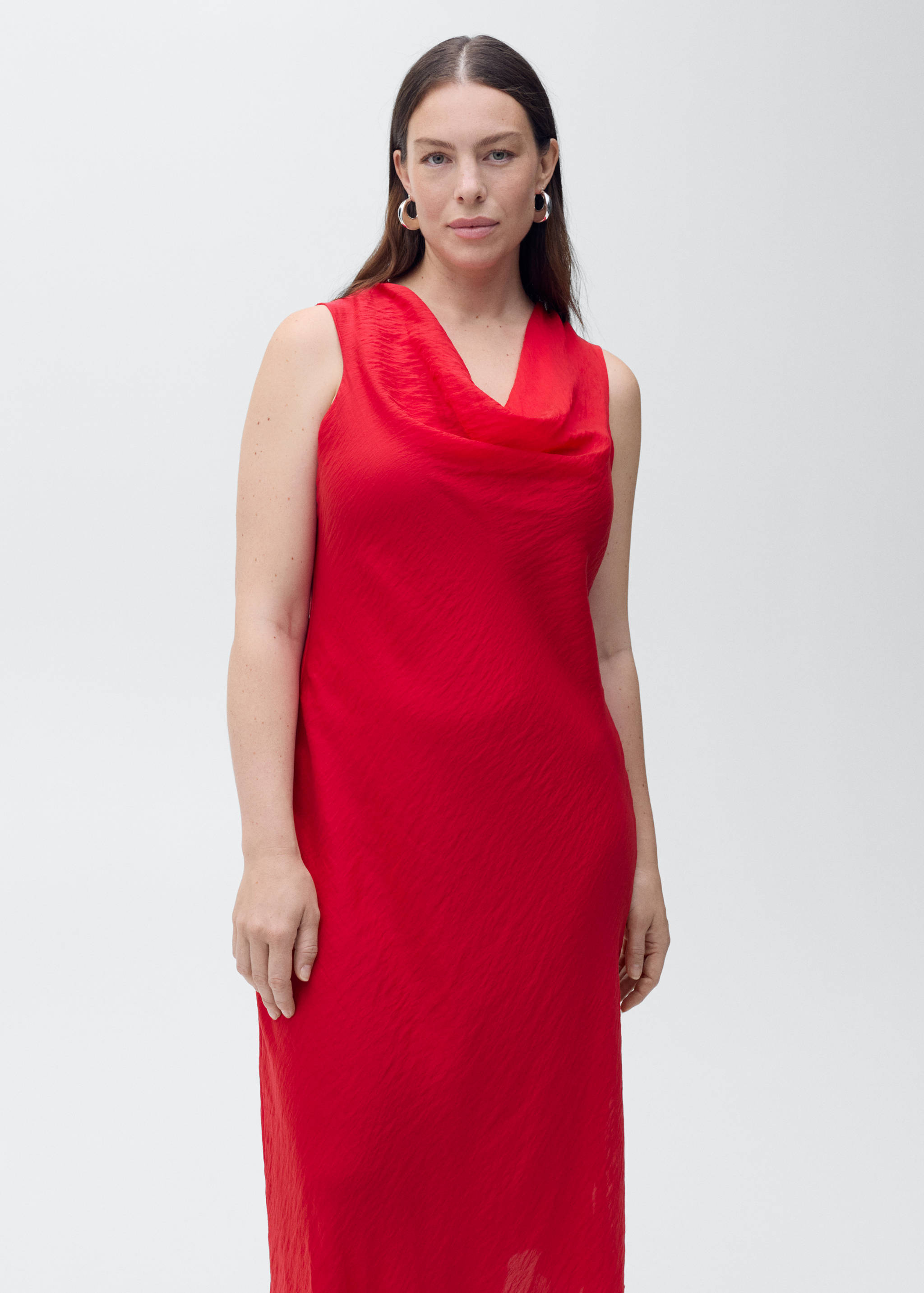 Draped-neck lyocell dress - Details of the article 4