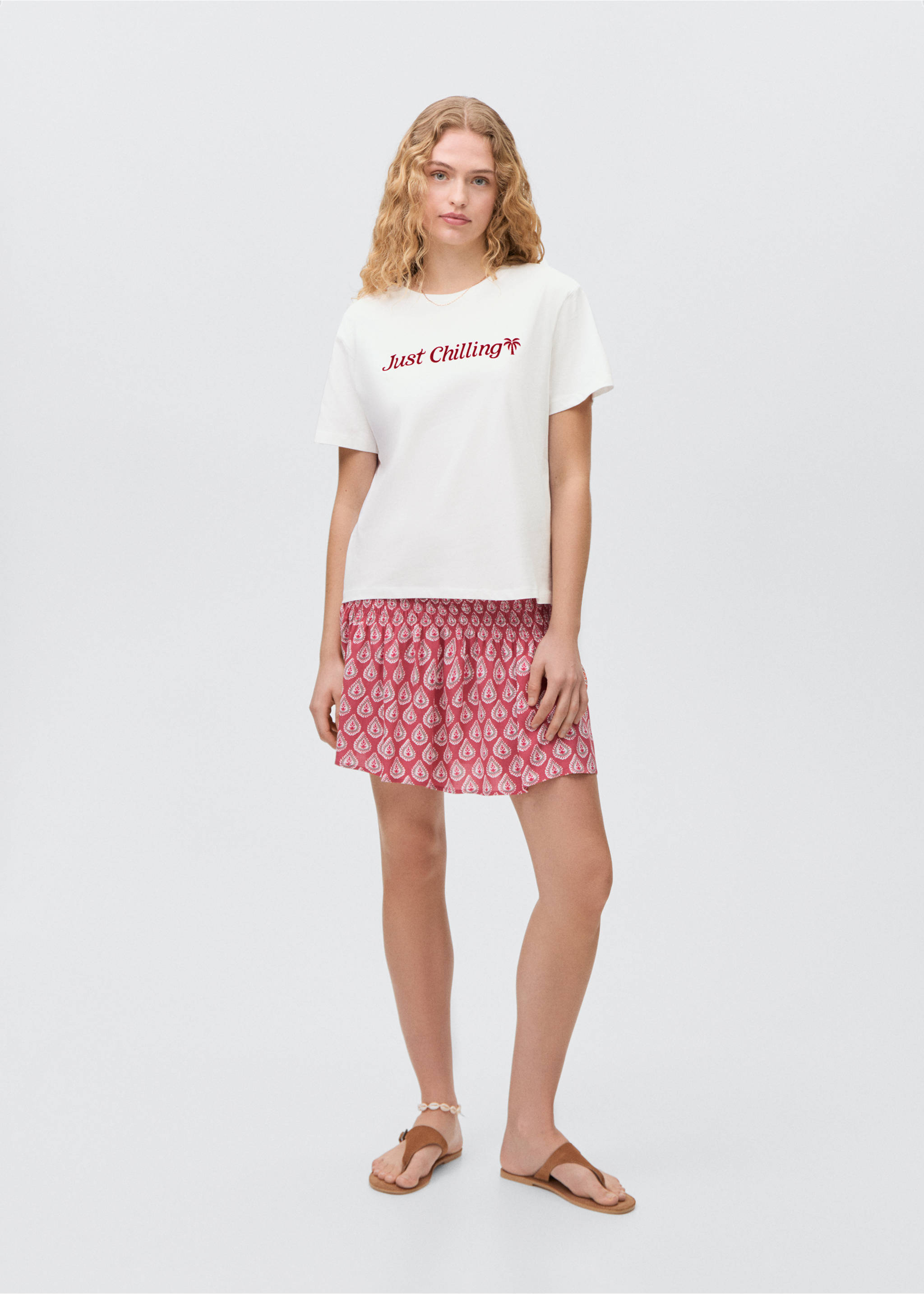 Flocked t-shirt with message - General plane, Off White. Ref: 87017688-00.
