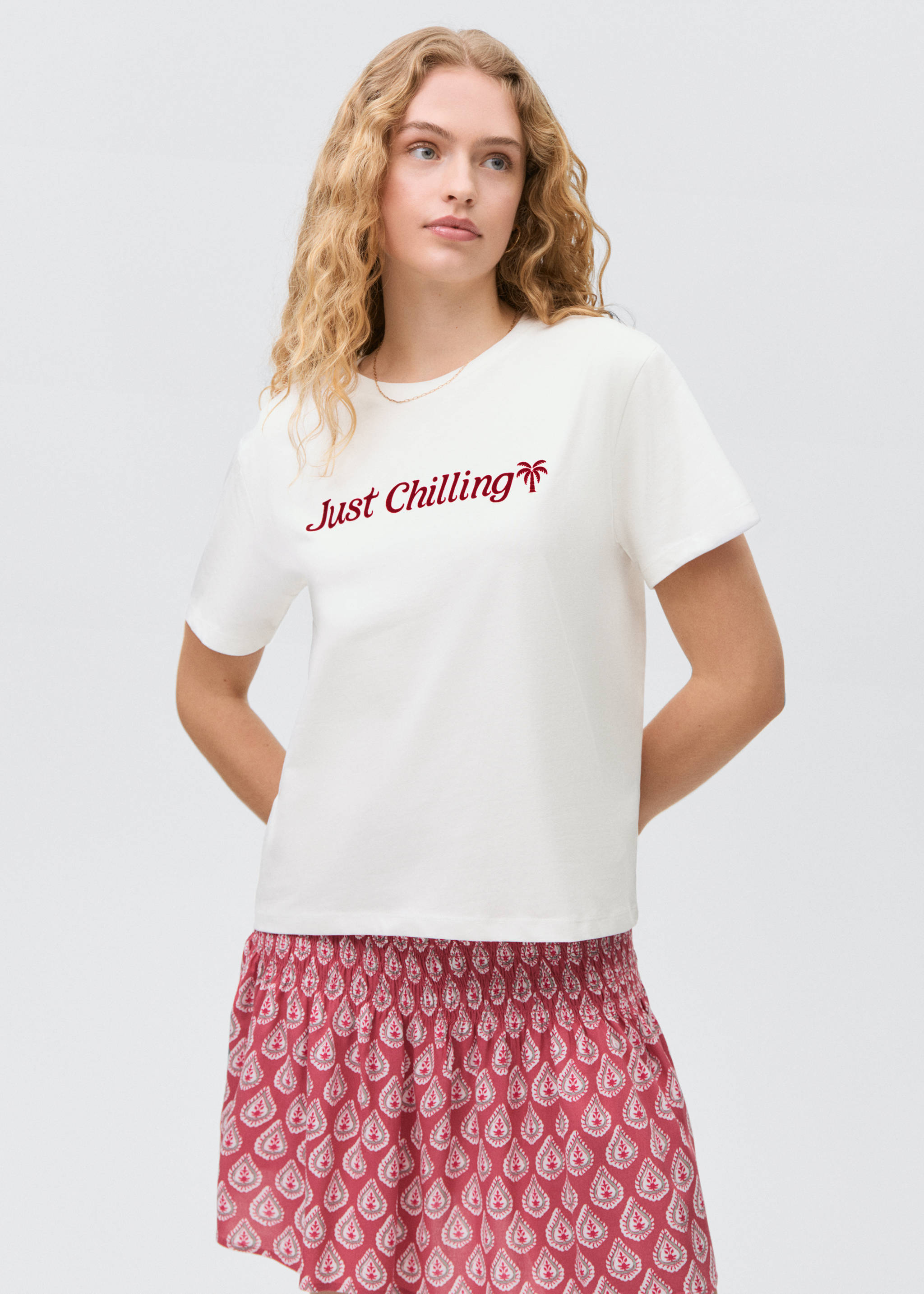 Flocked t-shirt with message - Medium plane, Off White. Ref: 87017688-00.