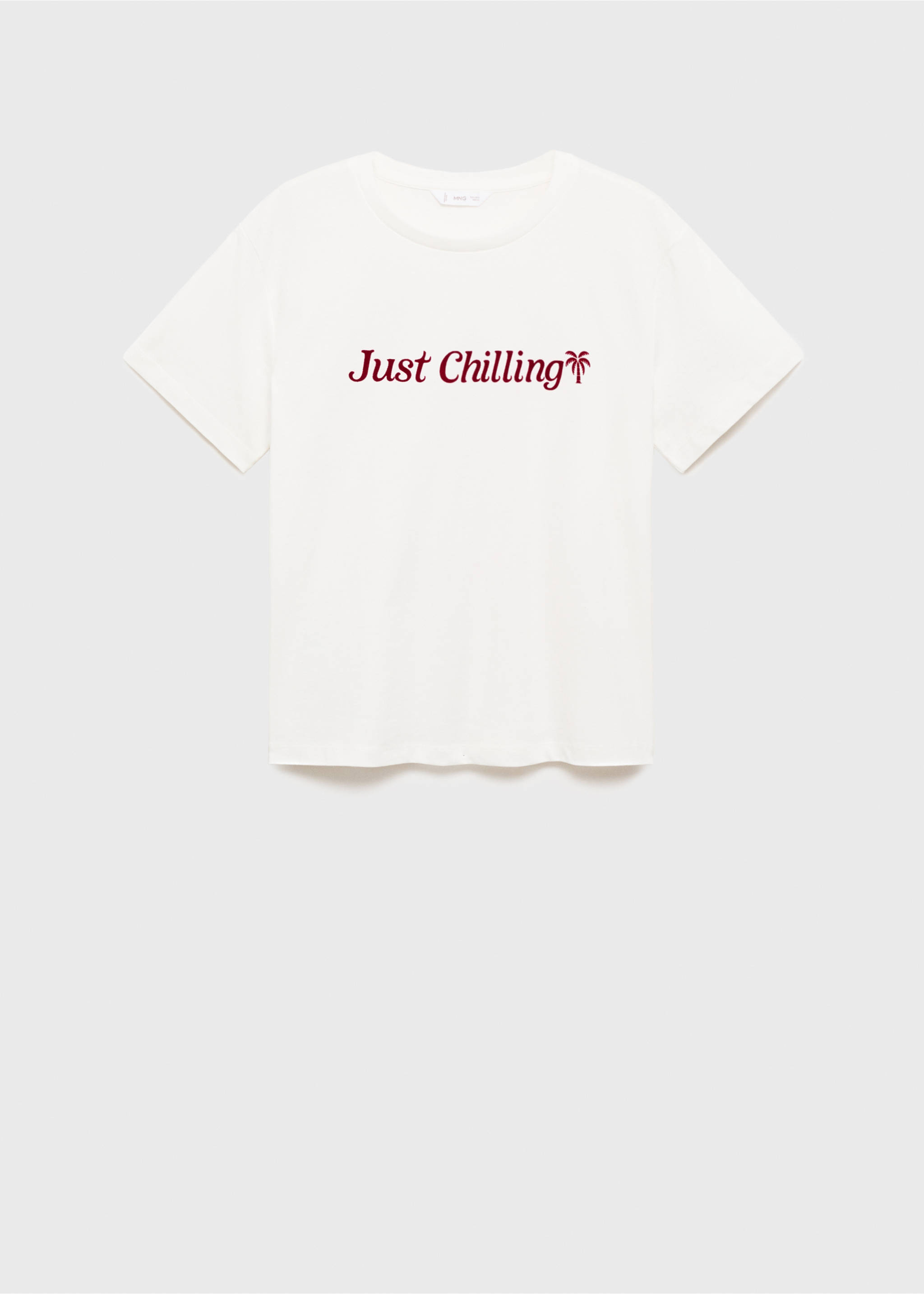 Flocked t-shirt with message - Article without model, Off White. Ref: 87017688-00.