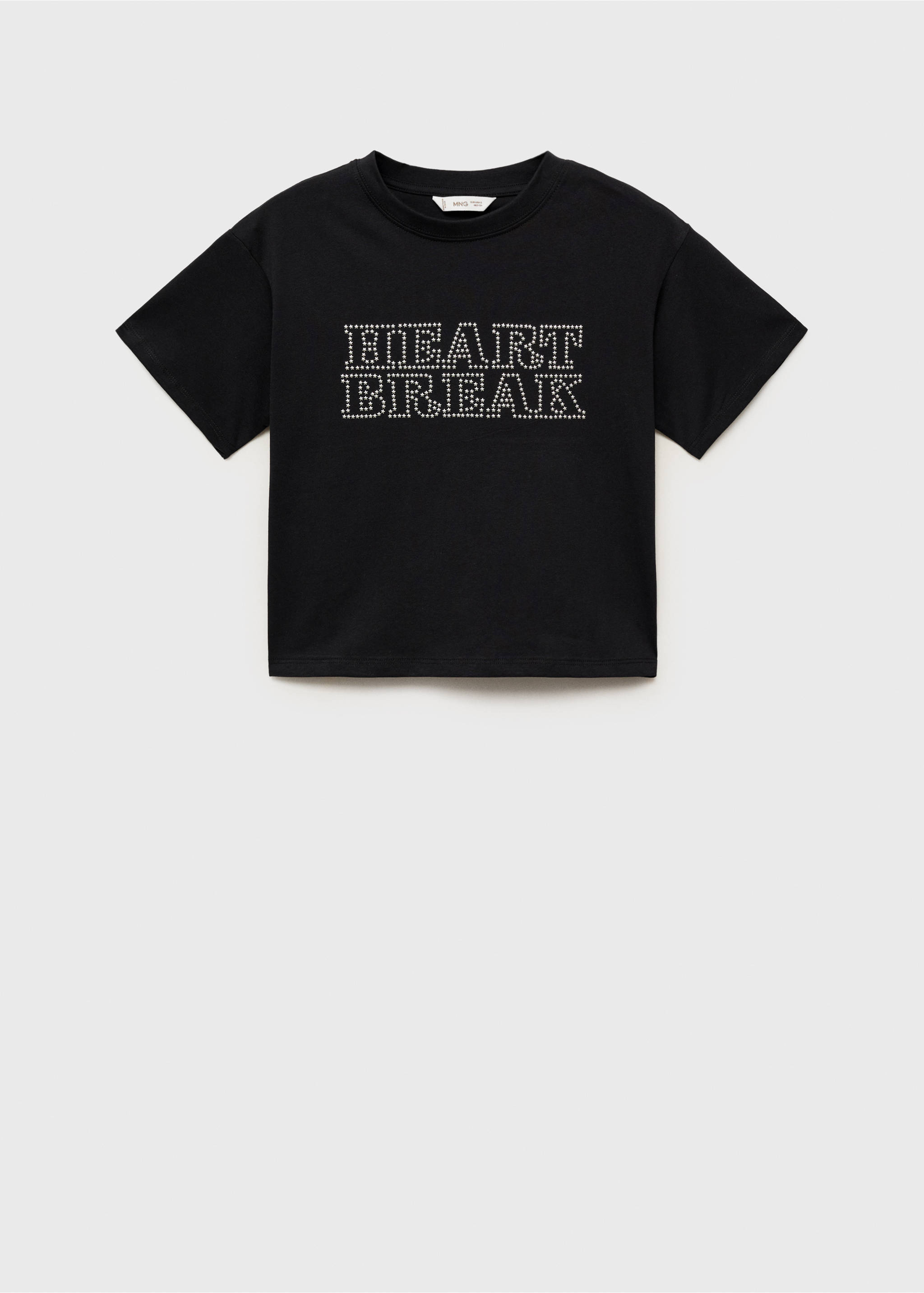 Studs message t-shirt - Article without model, Charcoal. Ref: 87017691-00.