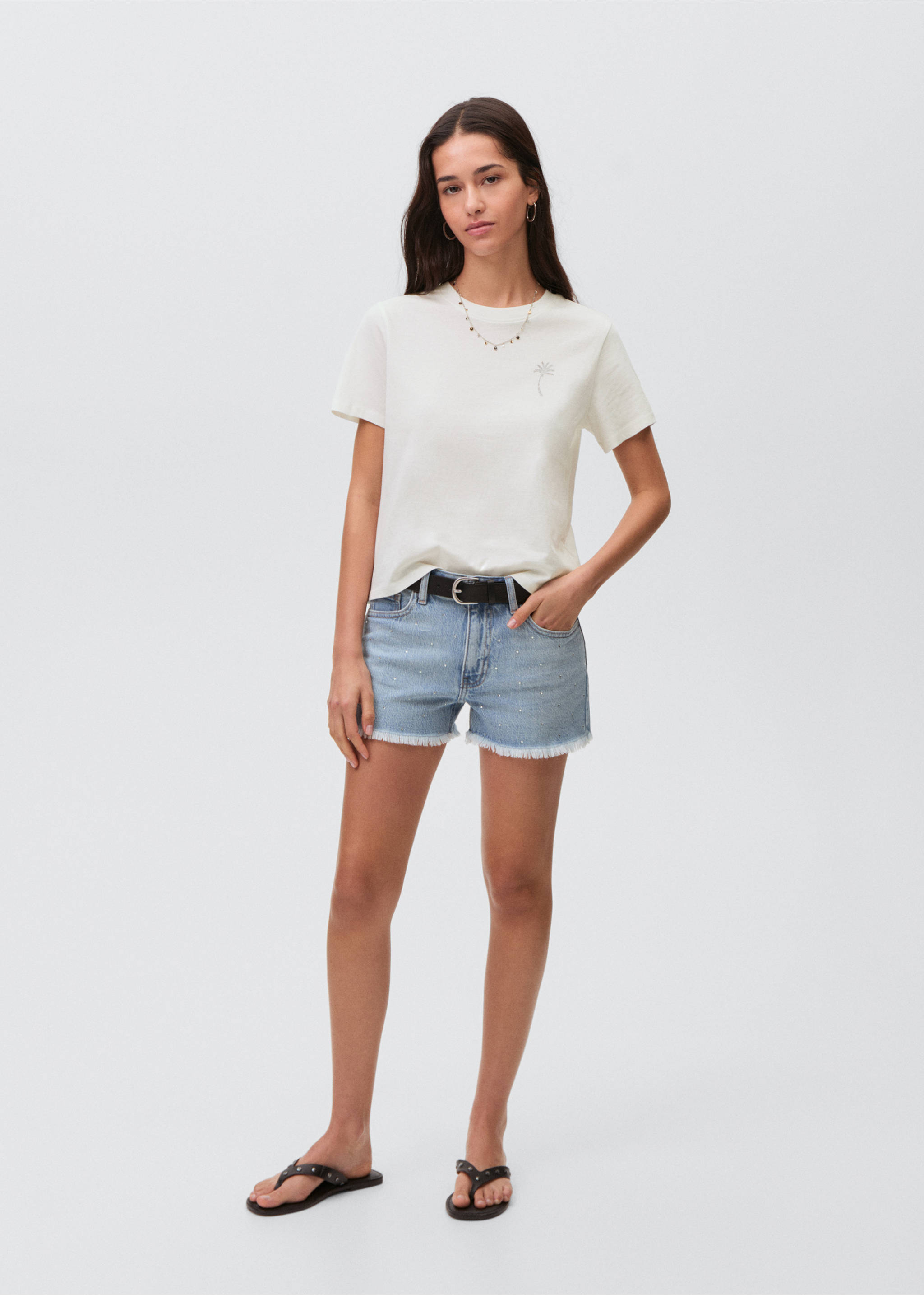 T-Shirt mit aufgedruckter Zeichnung - Allgemeine Ansicht, Cremeweiß. Ref: 87017692-00.