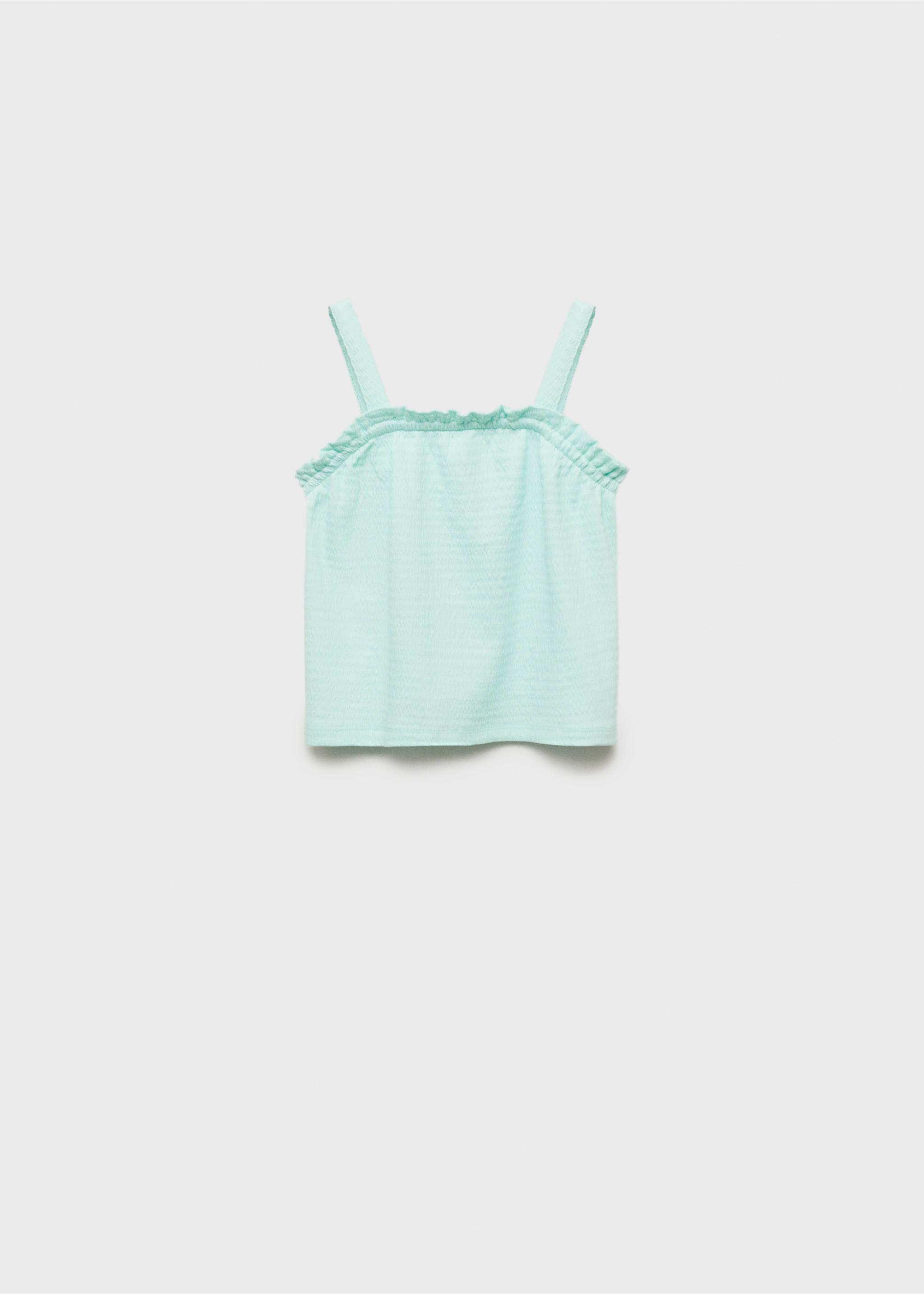 Ruffled strap t-shirt - Article without model, Aqua Green. Ref: 87017701-00.