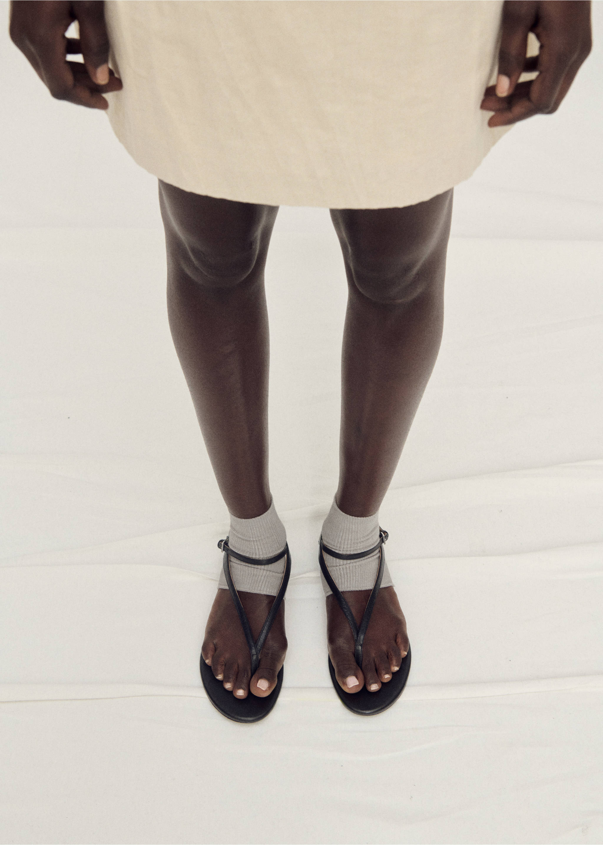 Set of ribbed socks with opening - General plane, Ecru. Ref: 87017712-00.