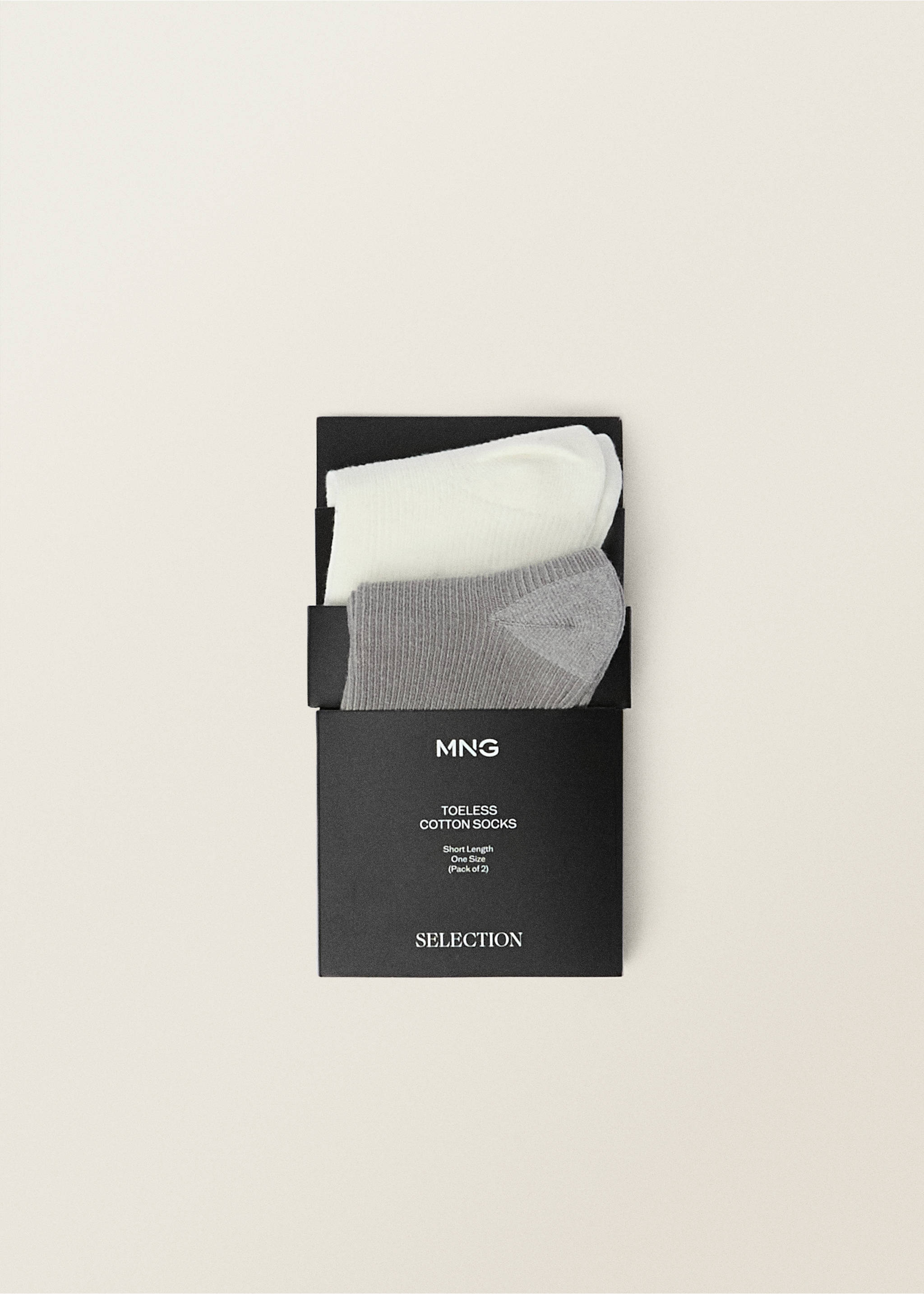 Set of ribbed socks with opening - Details of the article 2, Ecru. Ref: 87017712-00.