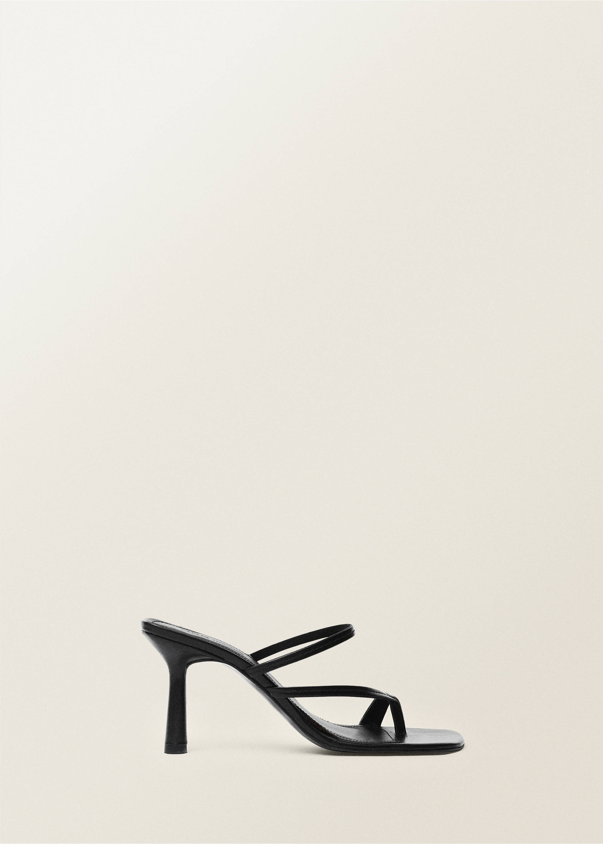 Heeled leather sandals with straps - Article without model, Black. Ref: 87017717-00.