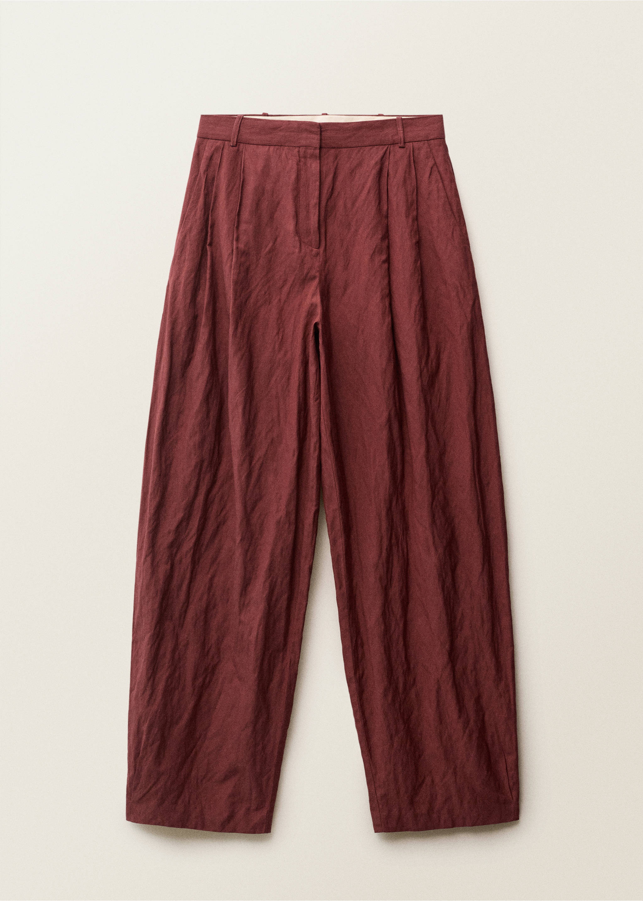 Wide leg suit trousers with a creased effect - Article without model, Wine. Ref: 87017718-00.