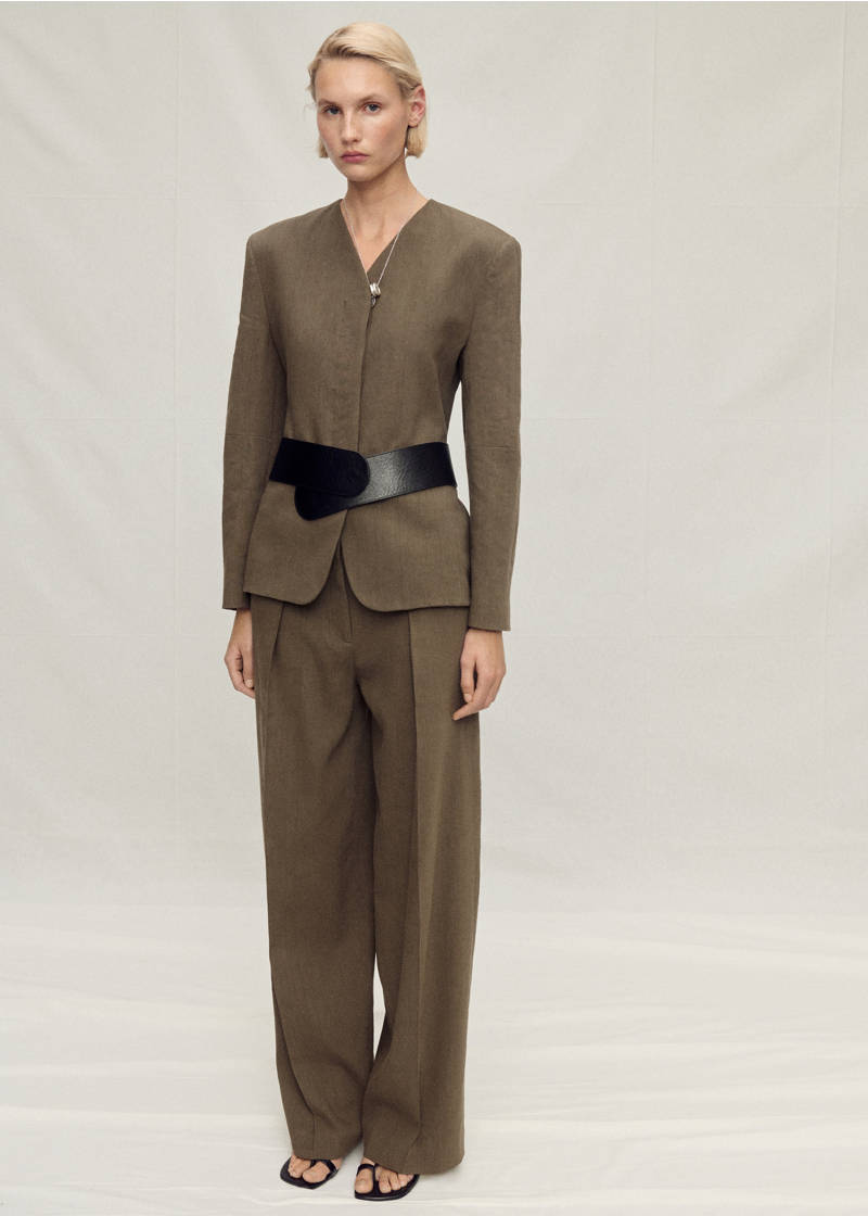 Seamless linen suit pants - Khaki