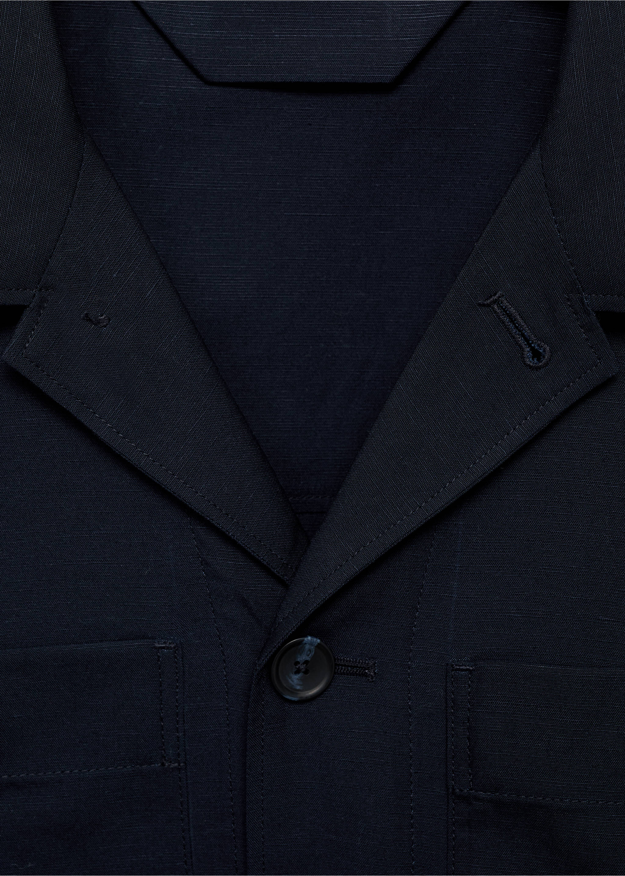 Lyocell linen overshirt with pockets - Details of the article 8, Dark Navy. Ref: 87017888-00.