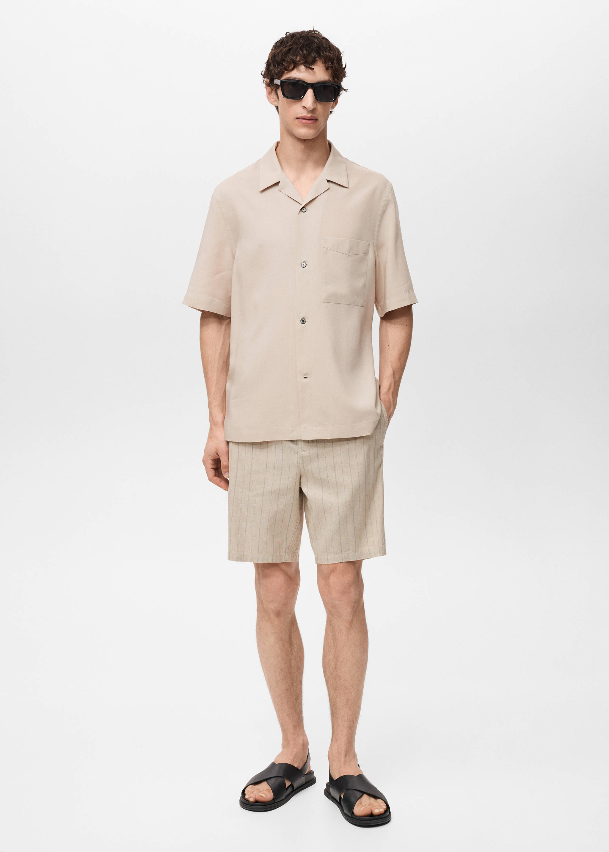 Bermuda lin à rayures - Plan général