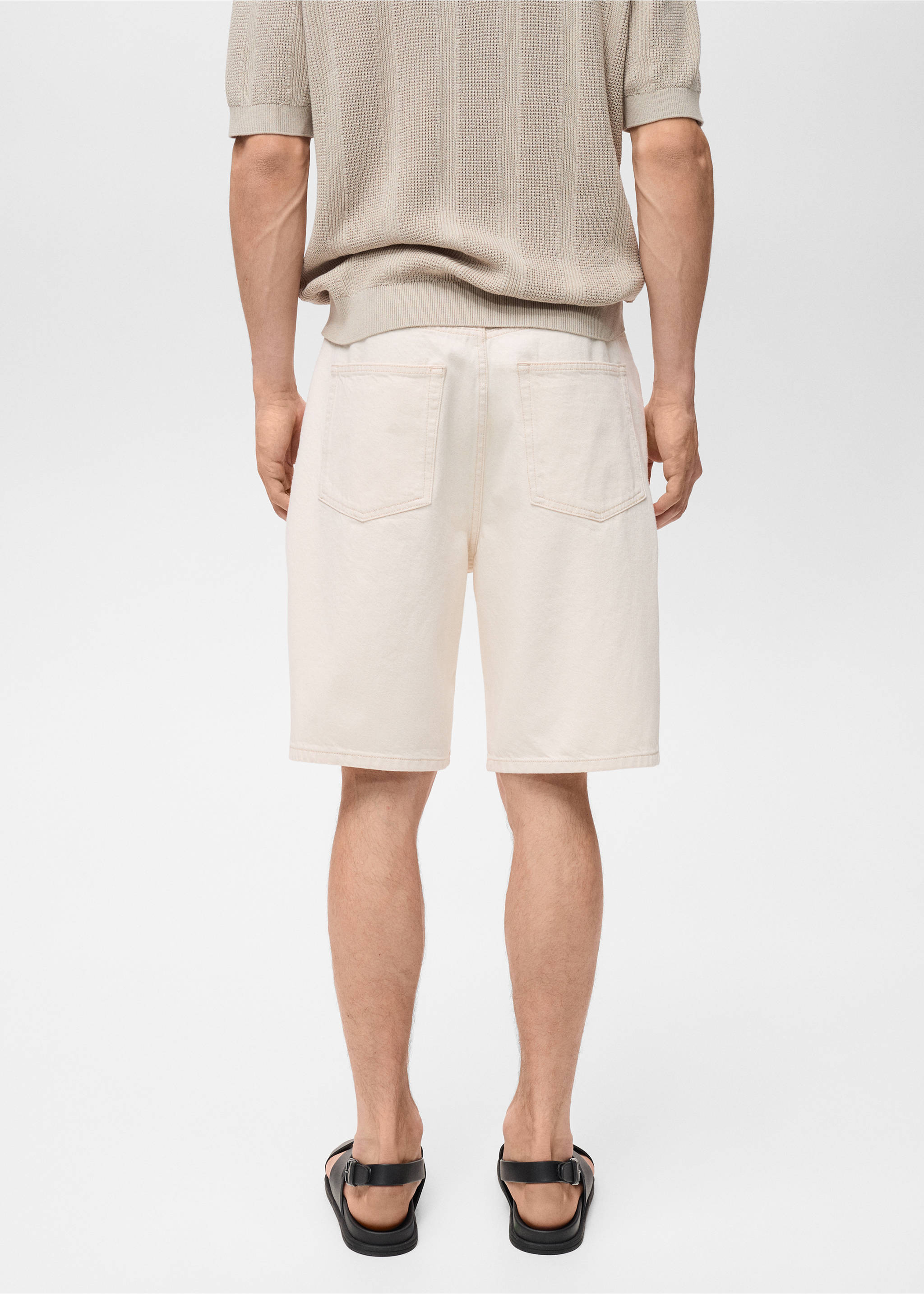 Denim relaxed-fit bermuda shorts - Reverse of the article, Off White. Ref: 87017890-00.