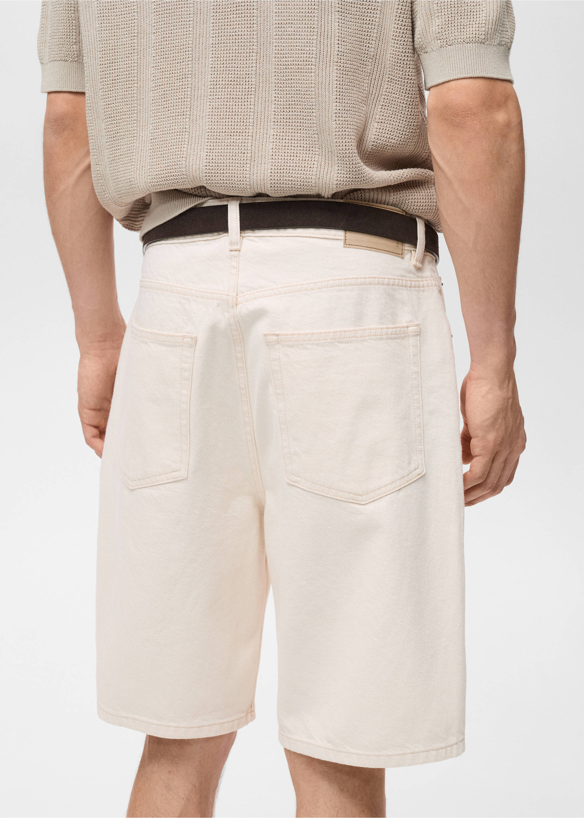 Denim relaxed-fit bermuda shorts - Details of the article 6, Off White. Ref: 87017890-00.