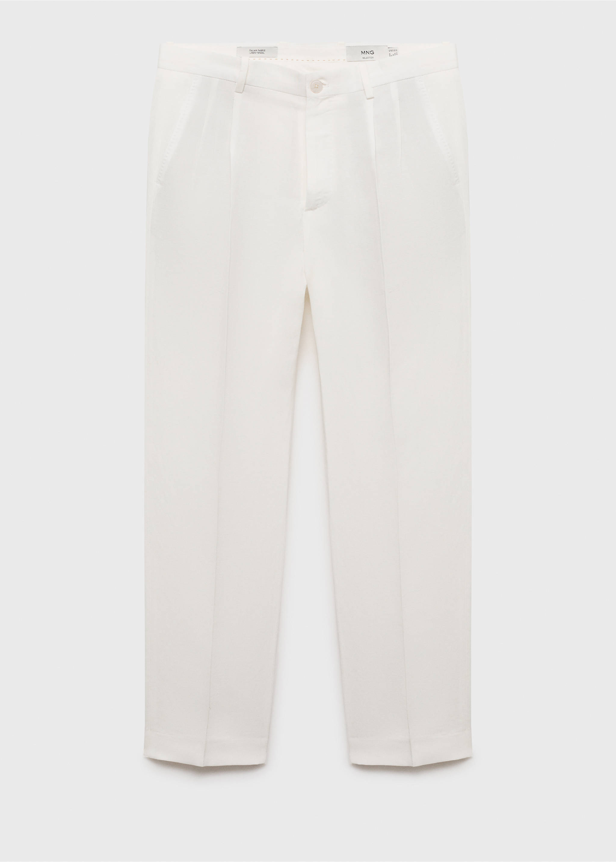 Linen-blend pleated trousers - Article without model, Off White. Ref: 87017895-00.