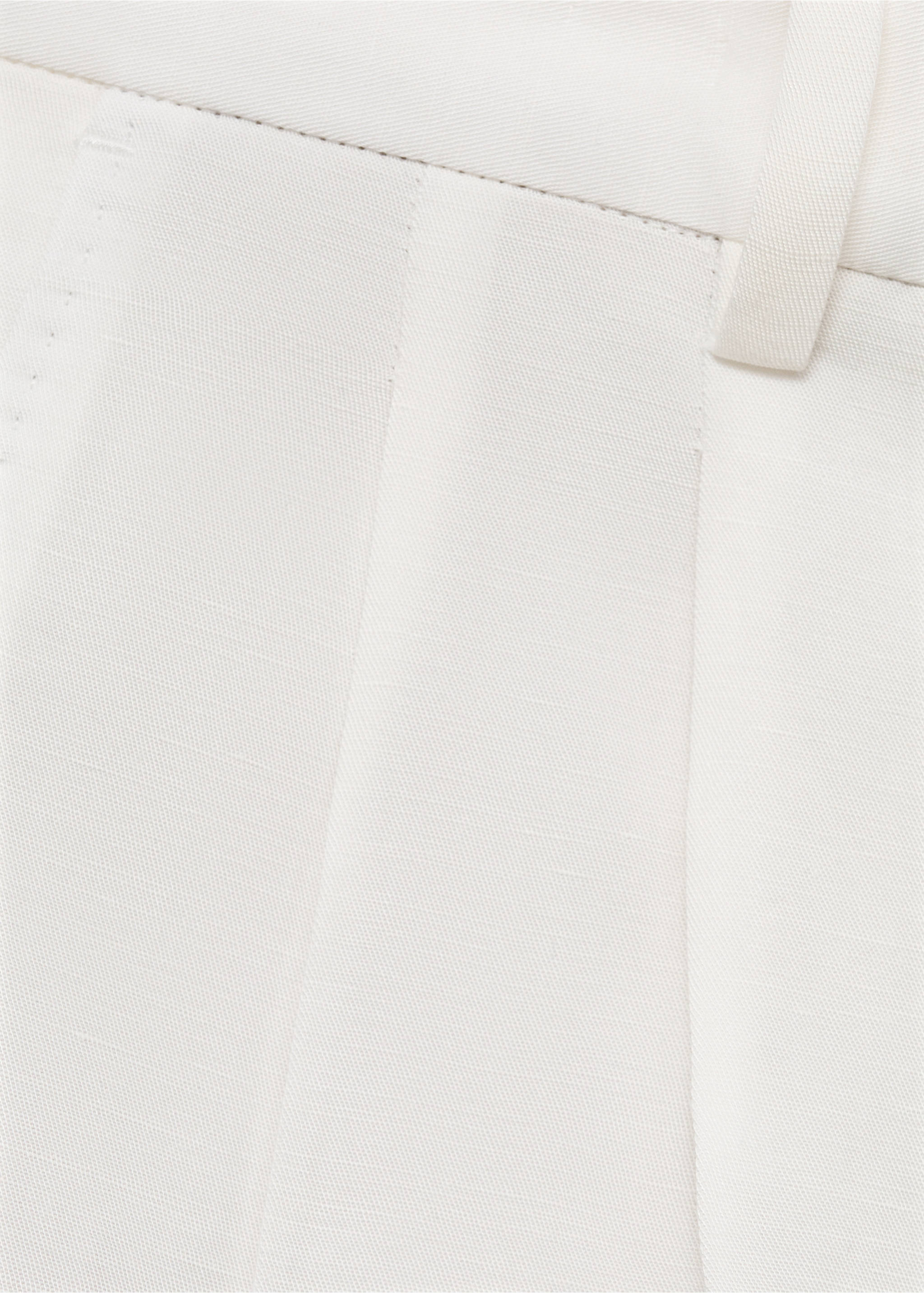 Linen-blend pleated trousers - Details of the article 0, Off White. Ref: 87017895-00.