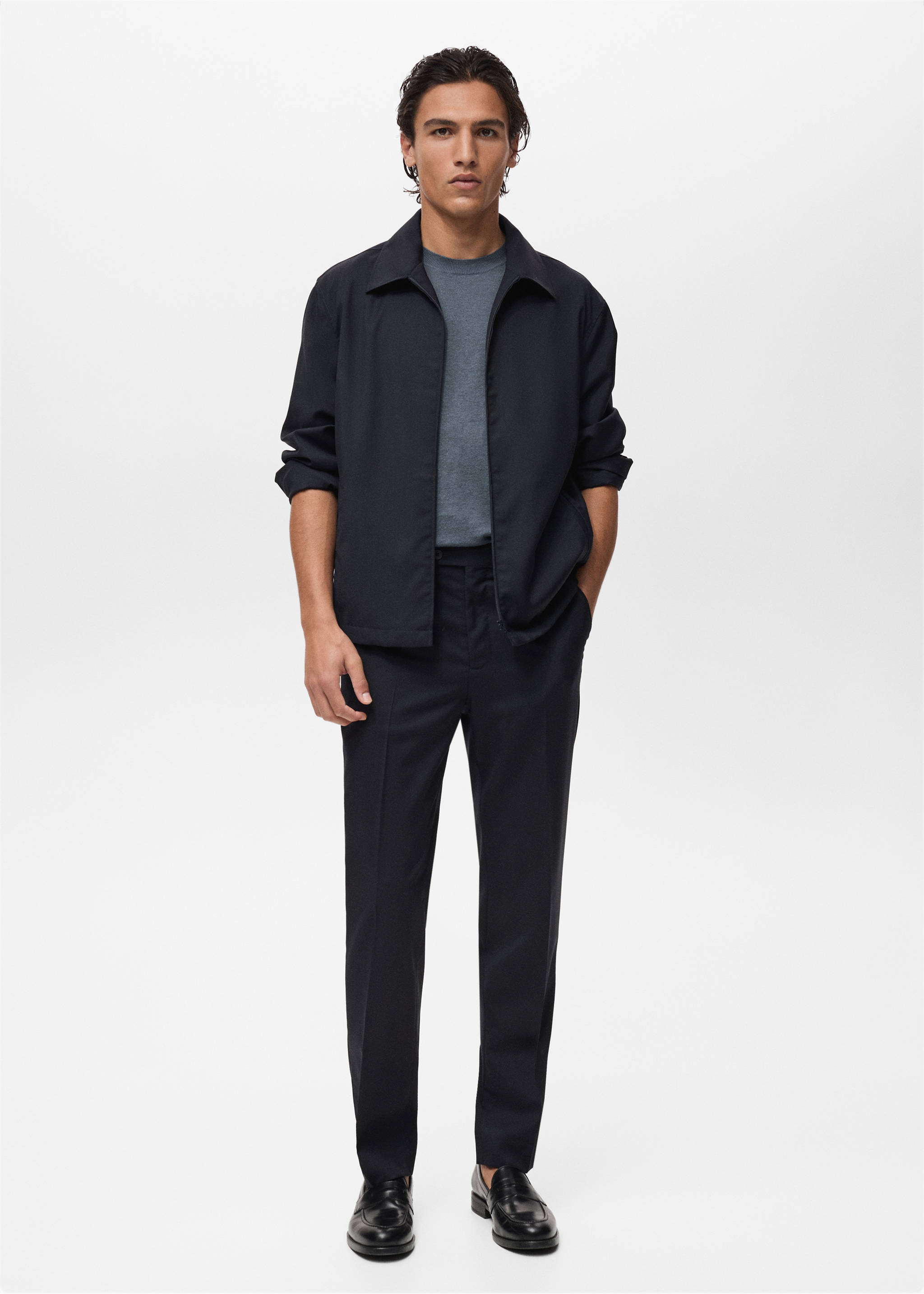 Cold wool slim-fit pants - General plane, Navy. Ref: 87017896-00.