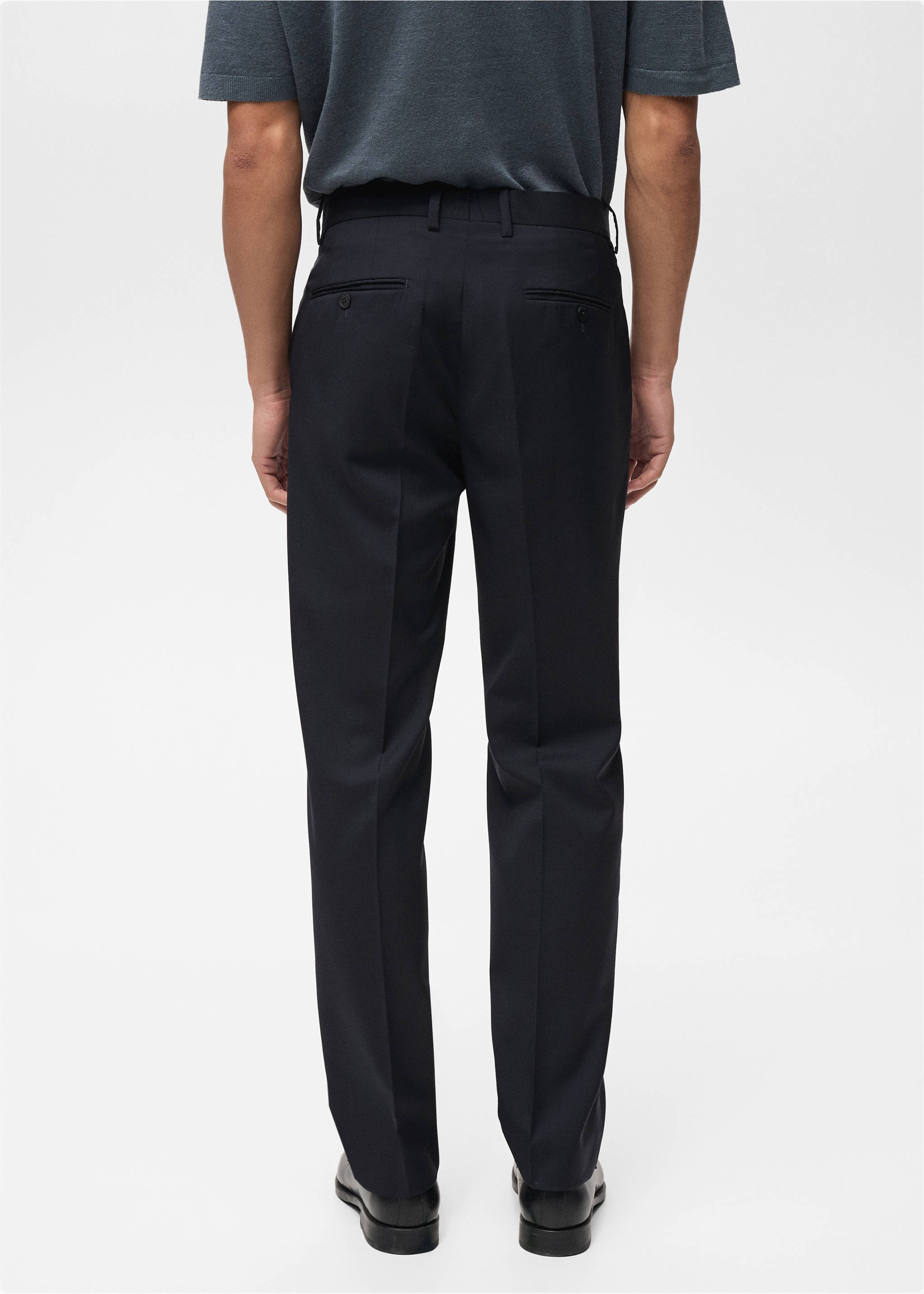Cold wool slim-fit pants - Reverse of the article, Navy. Ref: 87017896-00.