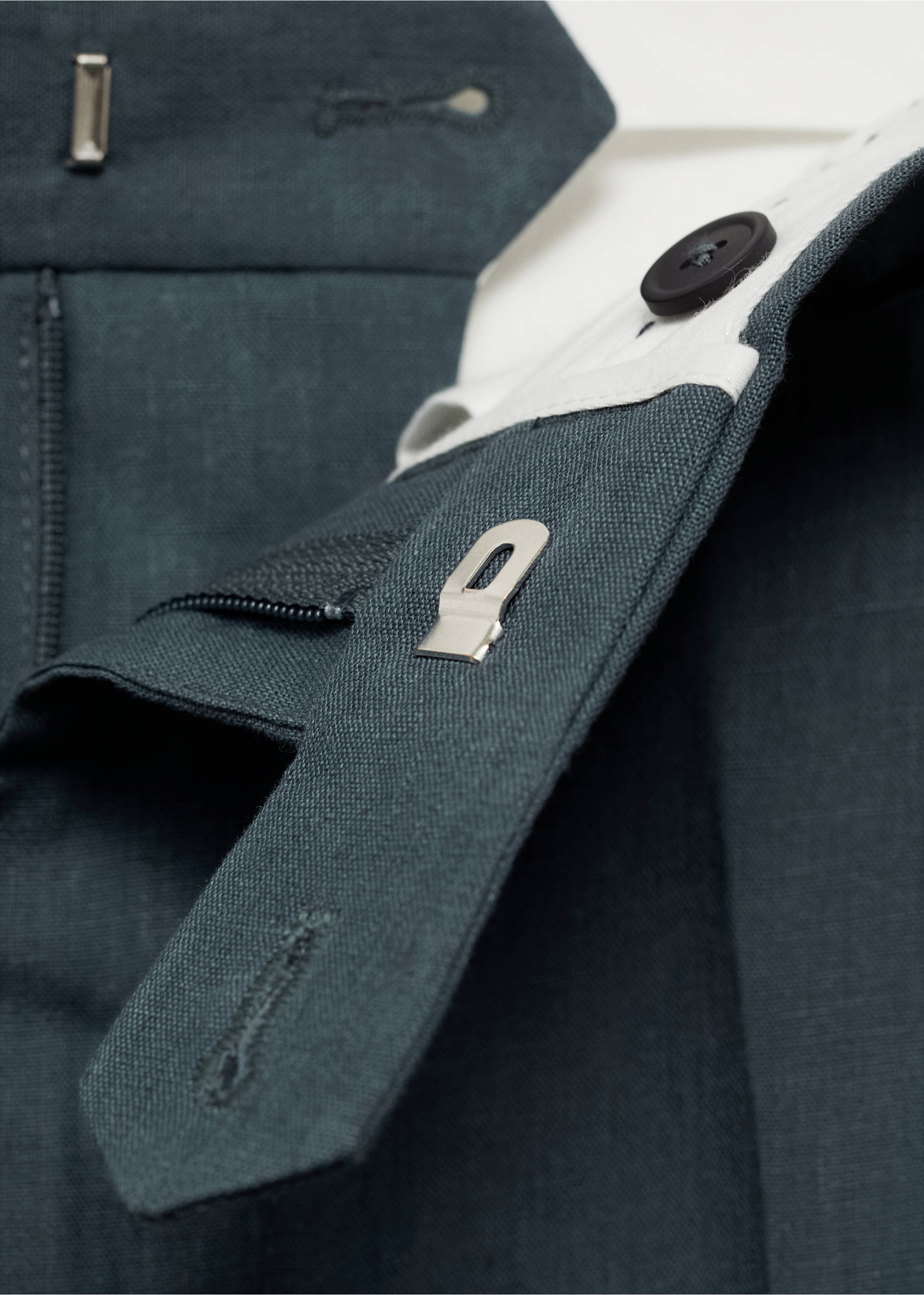 Pantalon 100 % lin droit - Détail de l'article 8, Turquoise. Ref: 87017897-00.