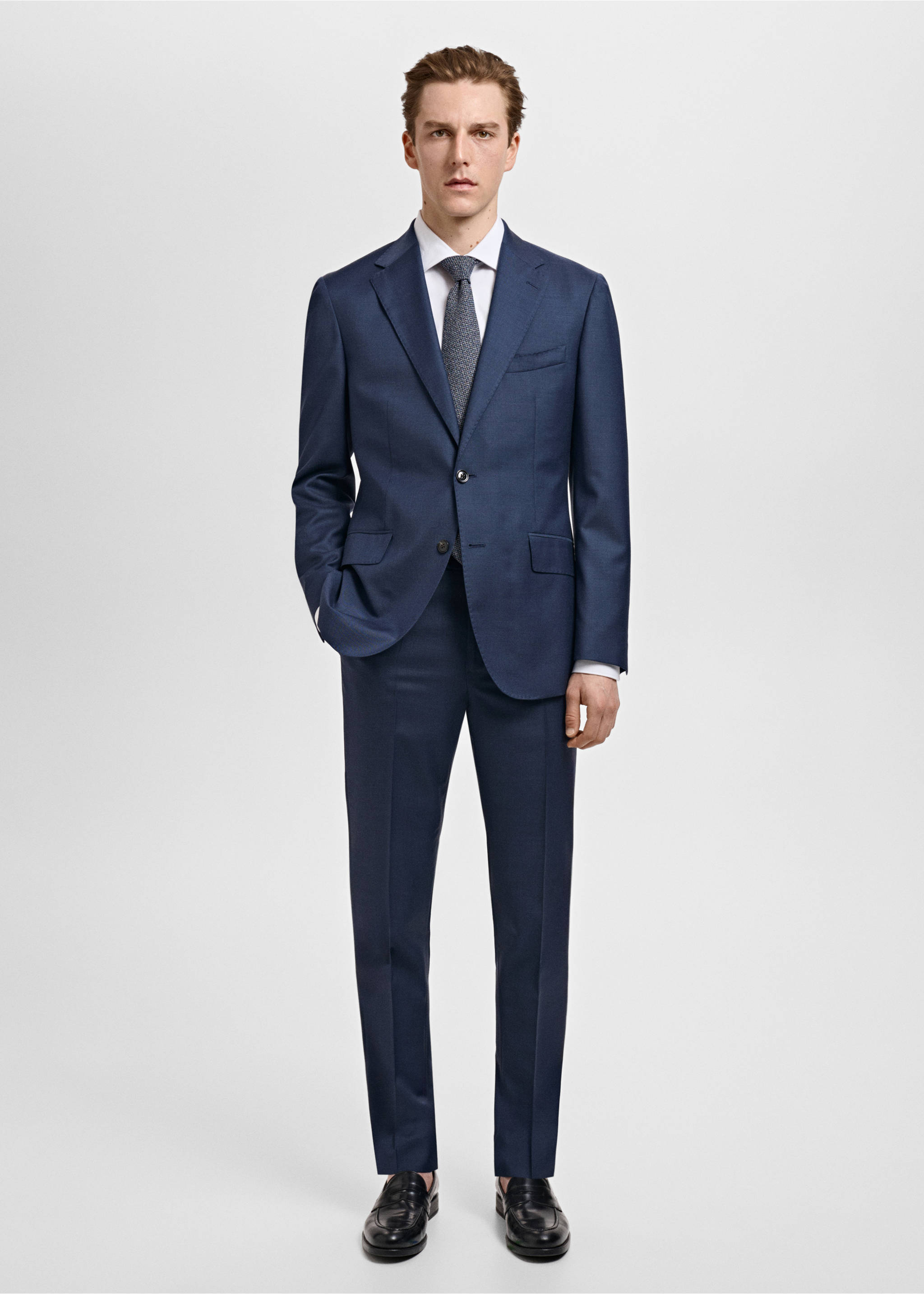 Venice 100% virgin wool suit trousers - General plane, Navy. Ref: 87017898-00.