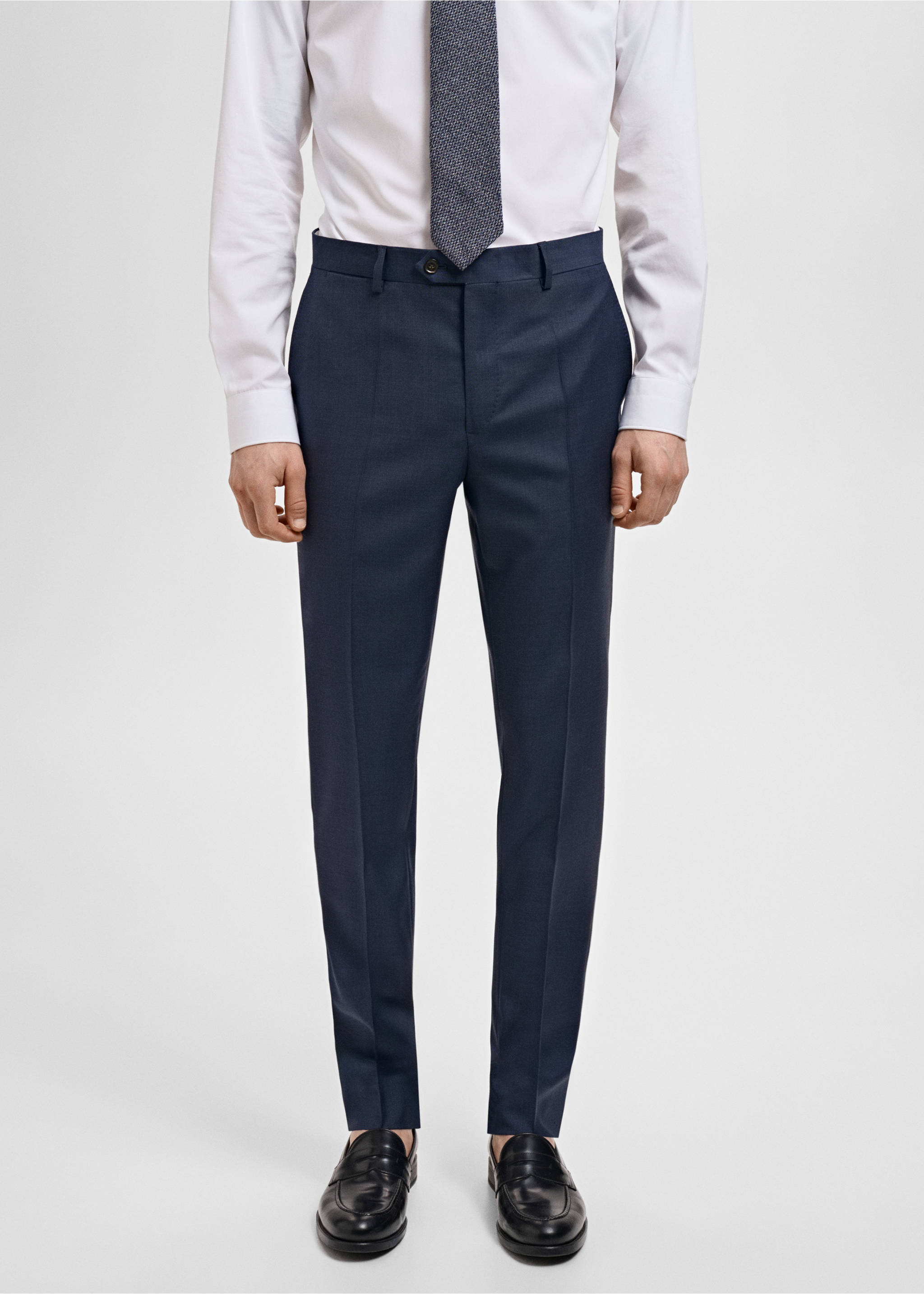 Venice 100% virgin wool suit trousers - Medium plane, Navy. Ref: 87017898-00.