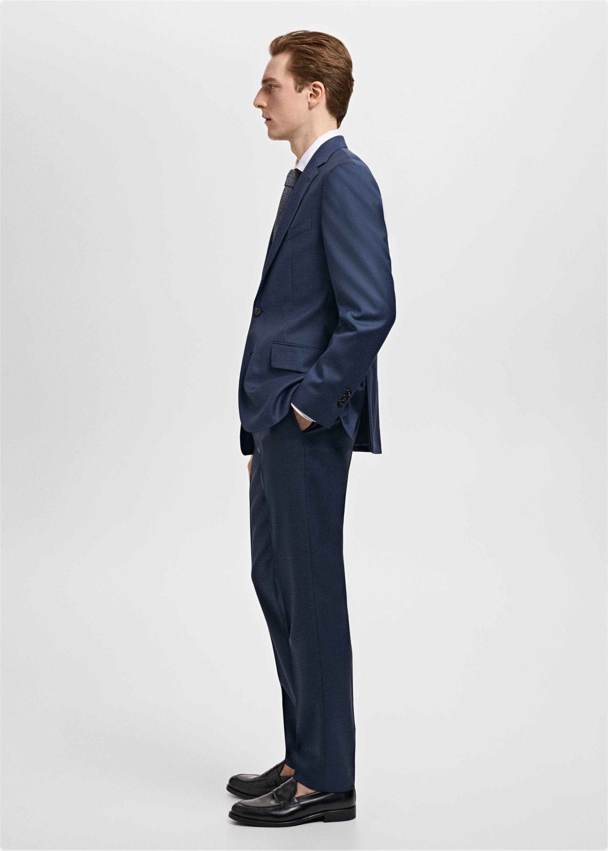 Venice 100% virgin wool suit trousers - Details of the article 1, Navy. Ref: 87017898-00.