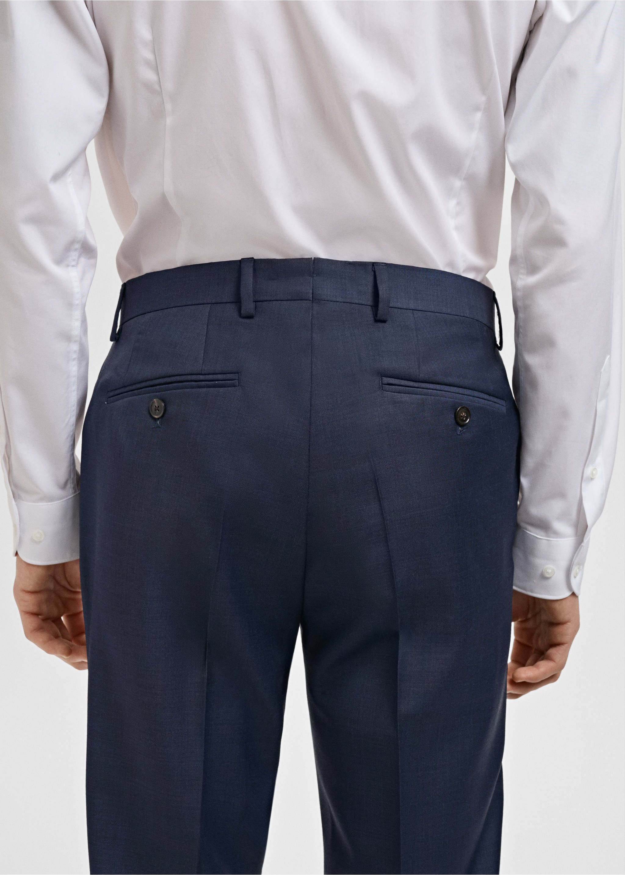 Venice 100% virgin wool suit trousers - Details of the article 2, Navy. Ref: 87017898-00.