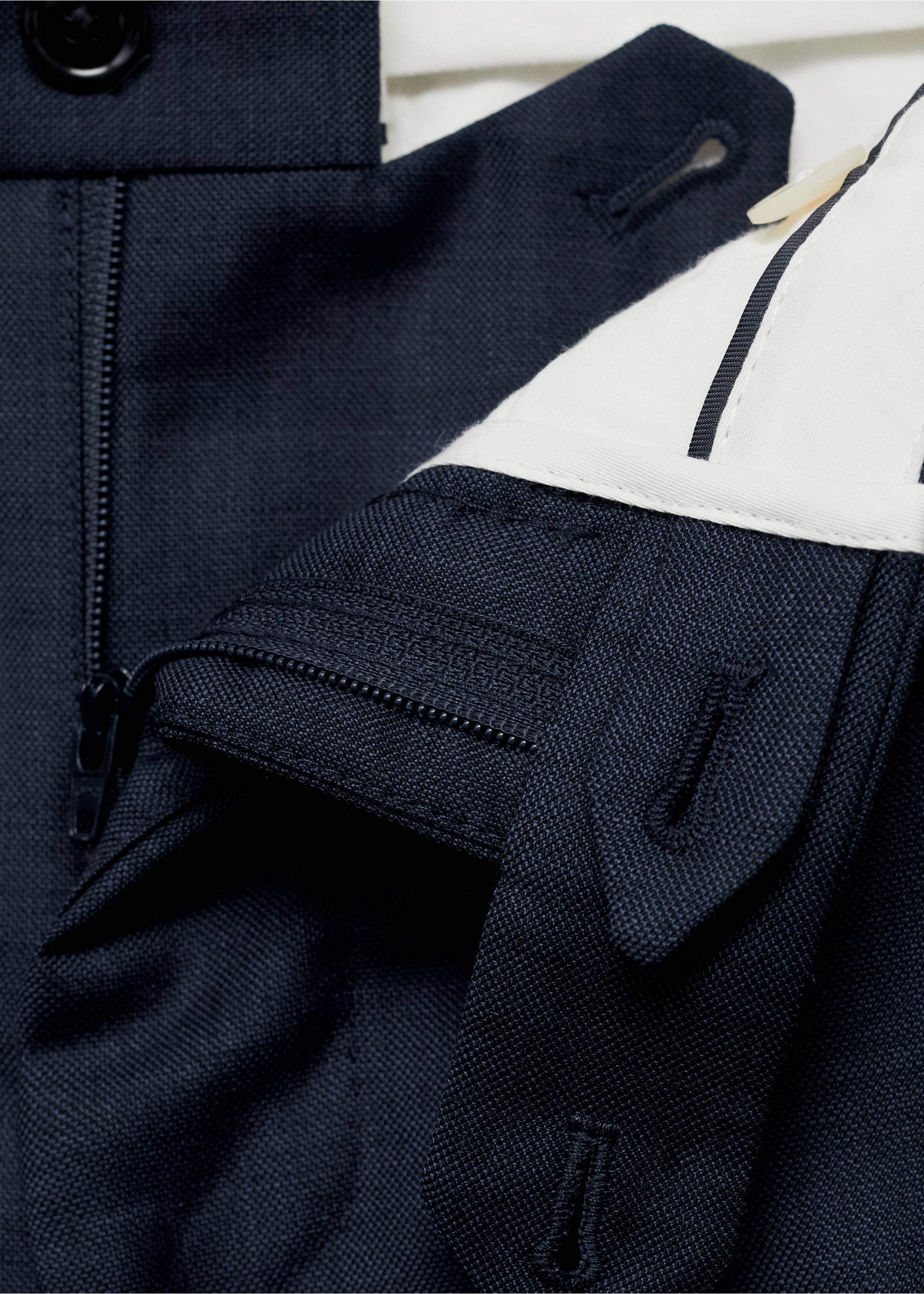 Venice 100% virgin wool suit trousers - Details of the article 8, Navy. Ref: 87017898-00.