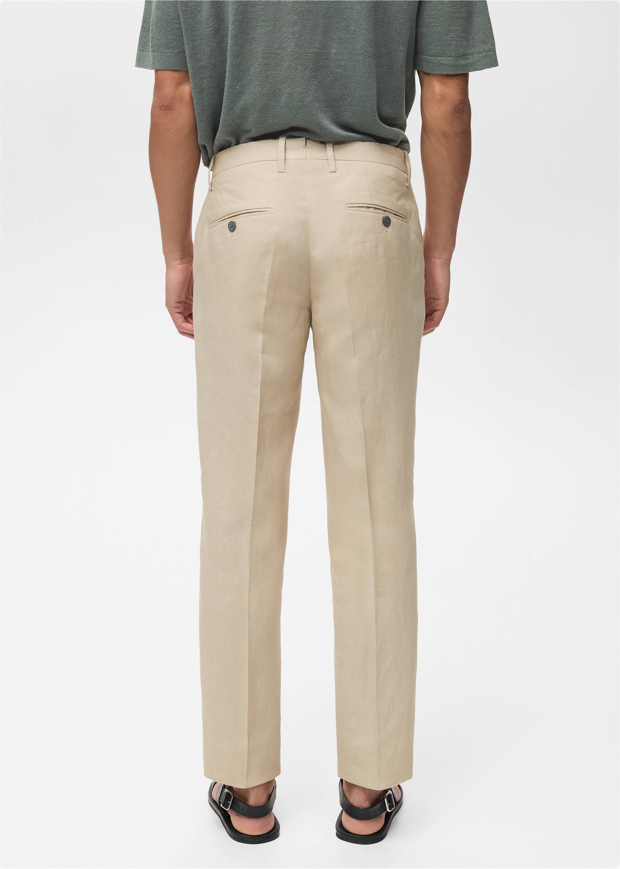 Pantaloni 100% lino slim fit - Retro dell'articolo, Marrone medio. Ref: 87017899-00.