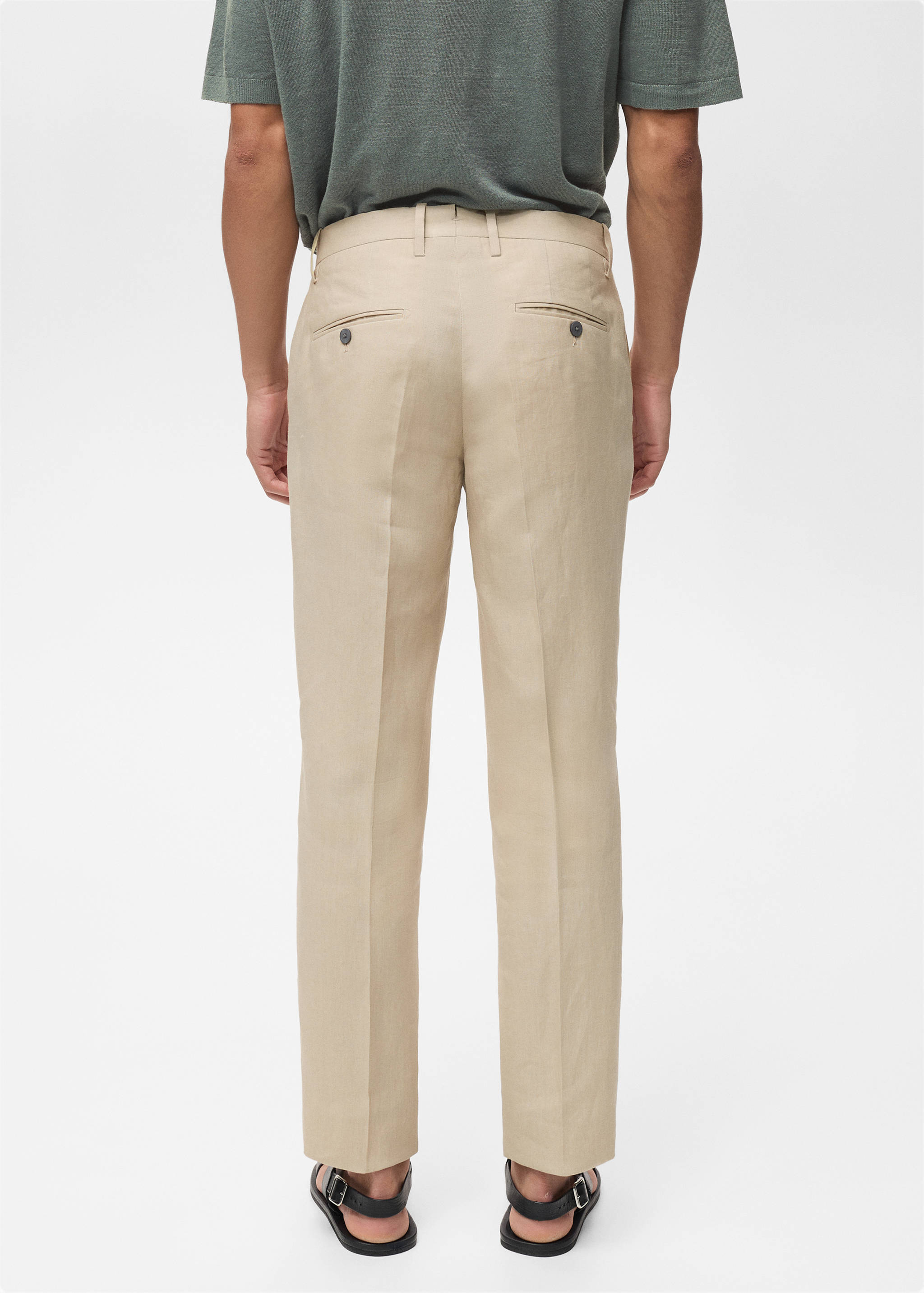 Slim-fit 100% linen trousers - Reverse of the article
