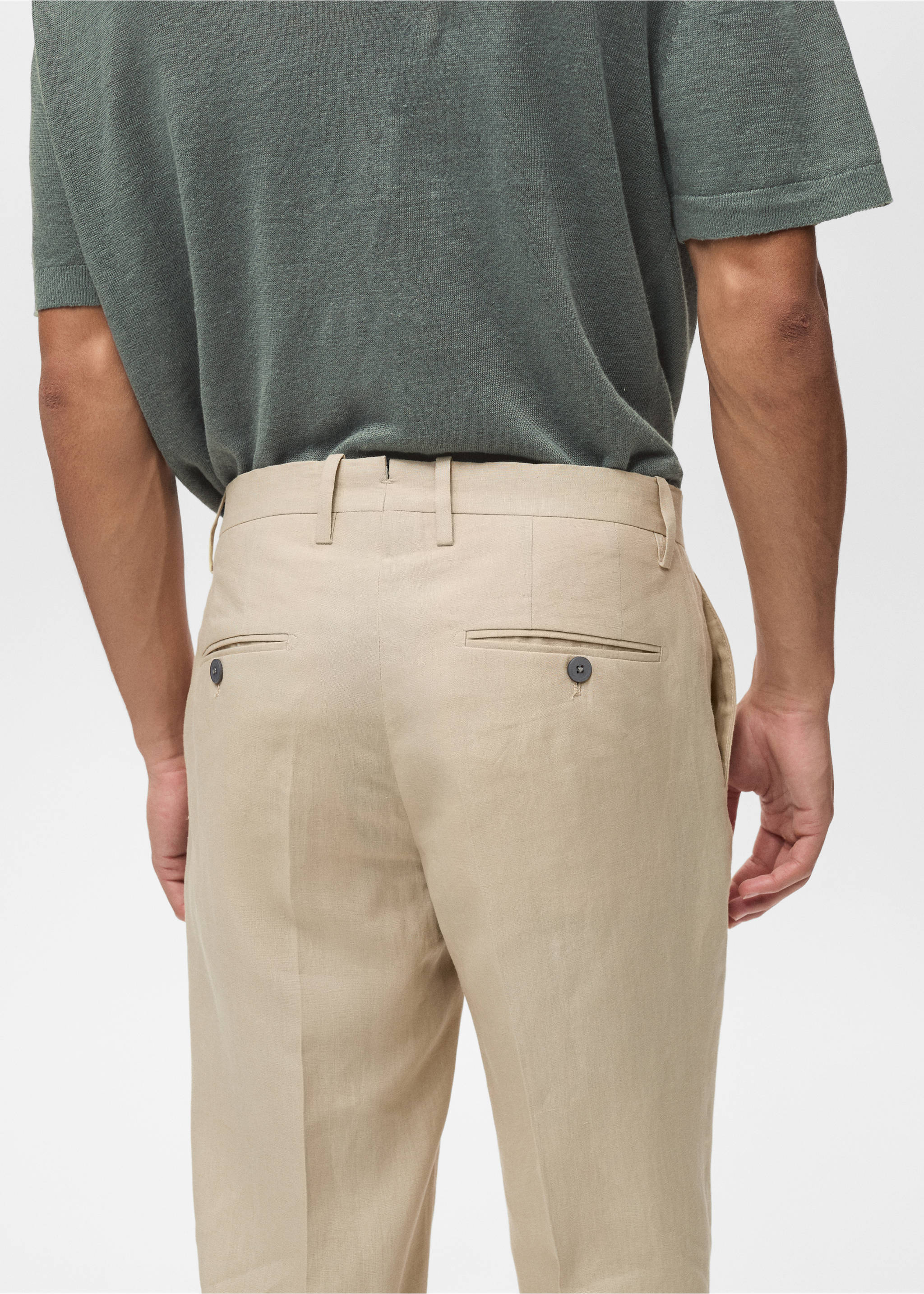 Pantaloni 100% lino slim fit - Dettaglio dell'articolo 6, Marrone medio. Ref: 87017899-00.