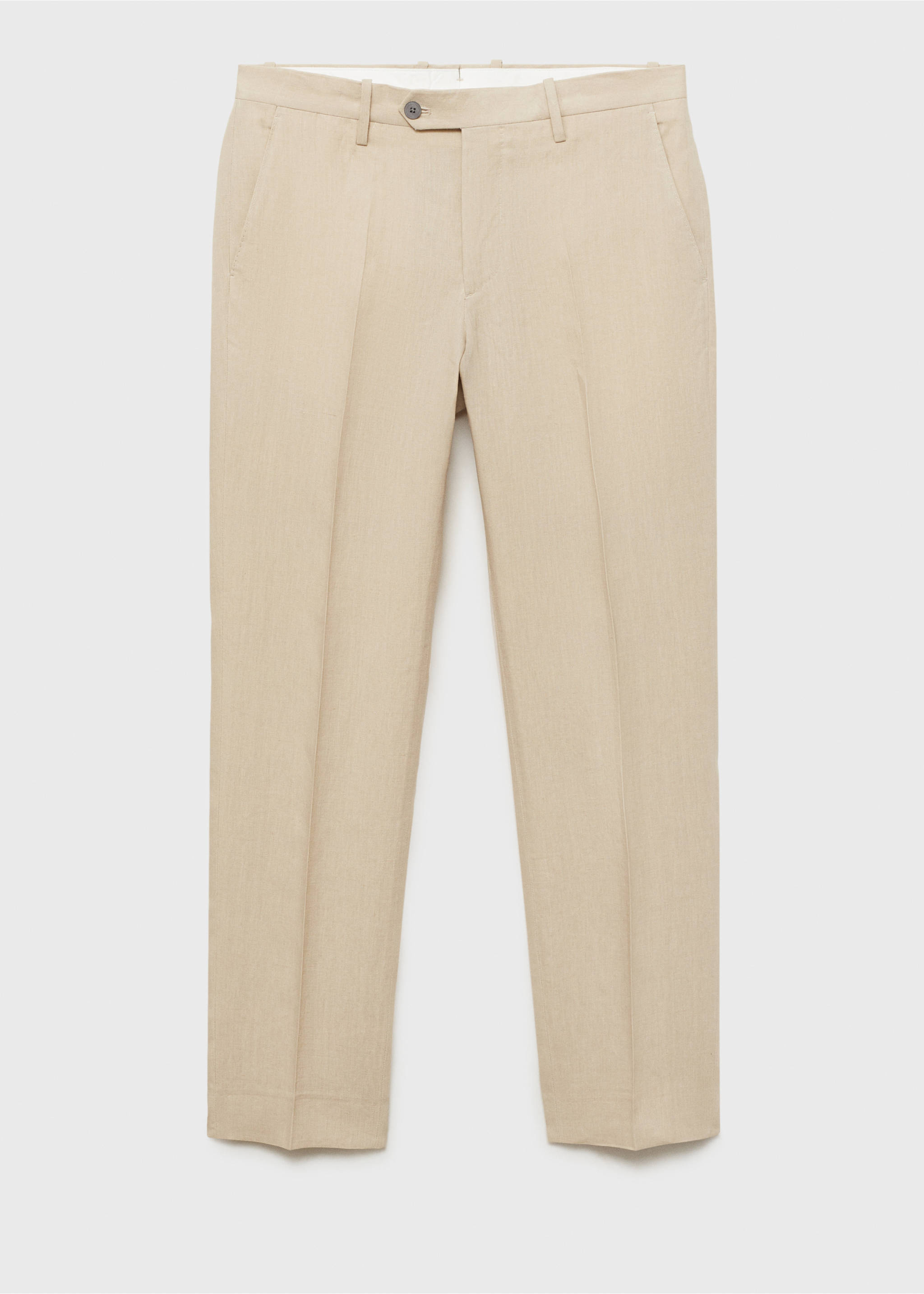 Slim-fit 100% linen trousers - Article without model, Medium Brown. Ref: 87017899-00.