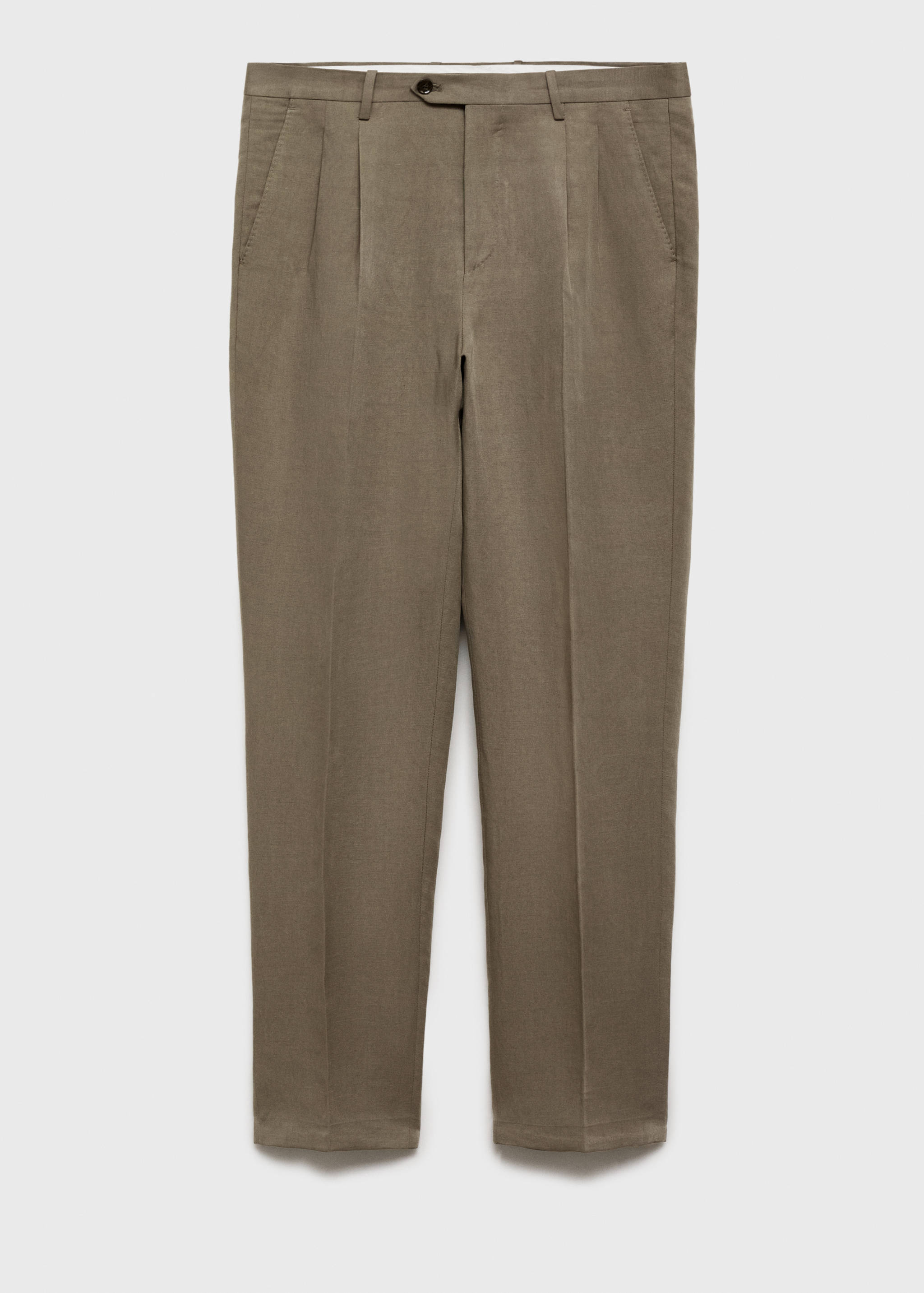 Slim-fit linen-blend pleated trousers - Article without model