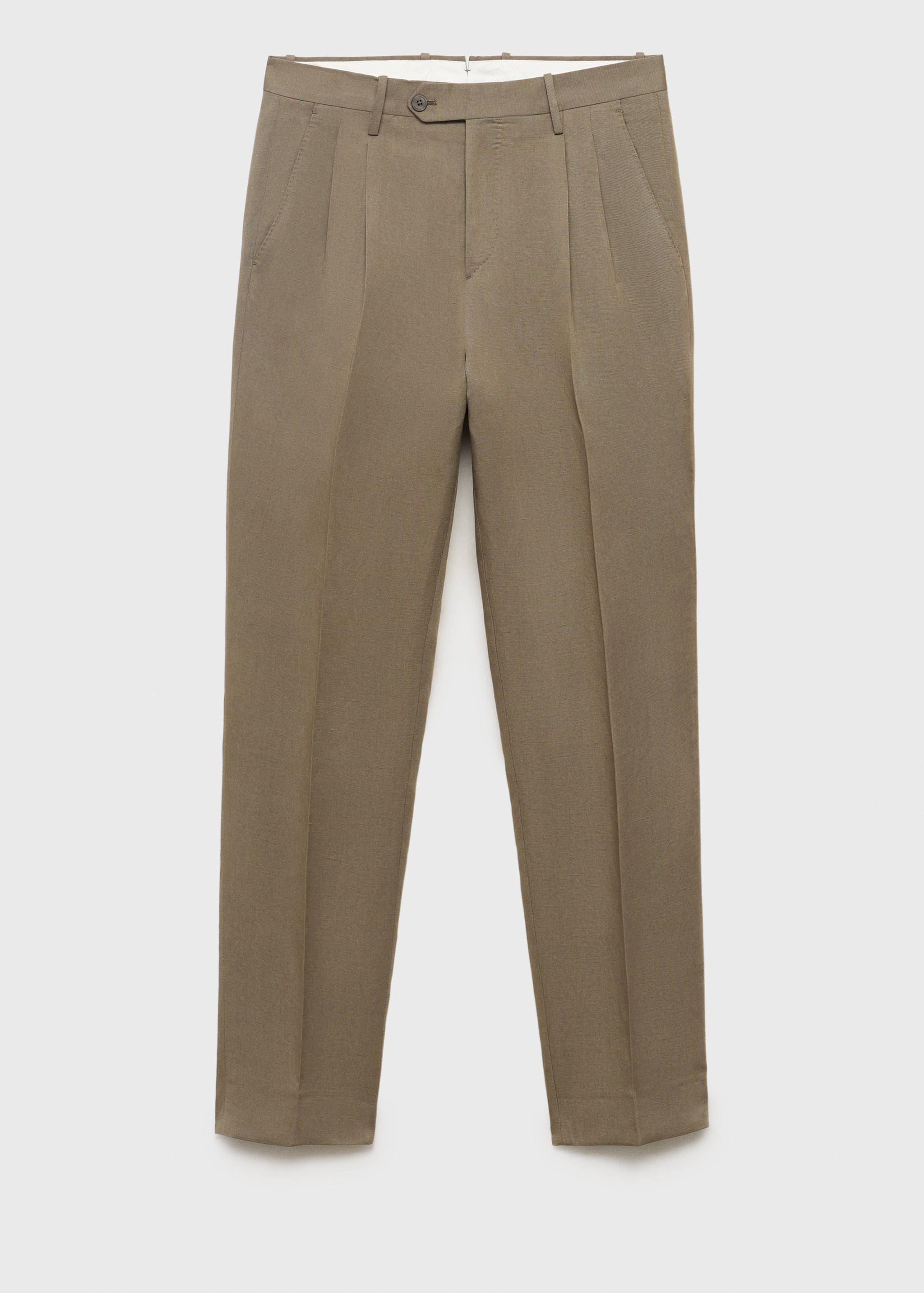 Slim-fit linen-blend pleated trousers - Article without model