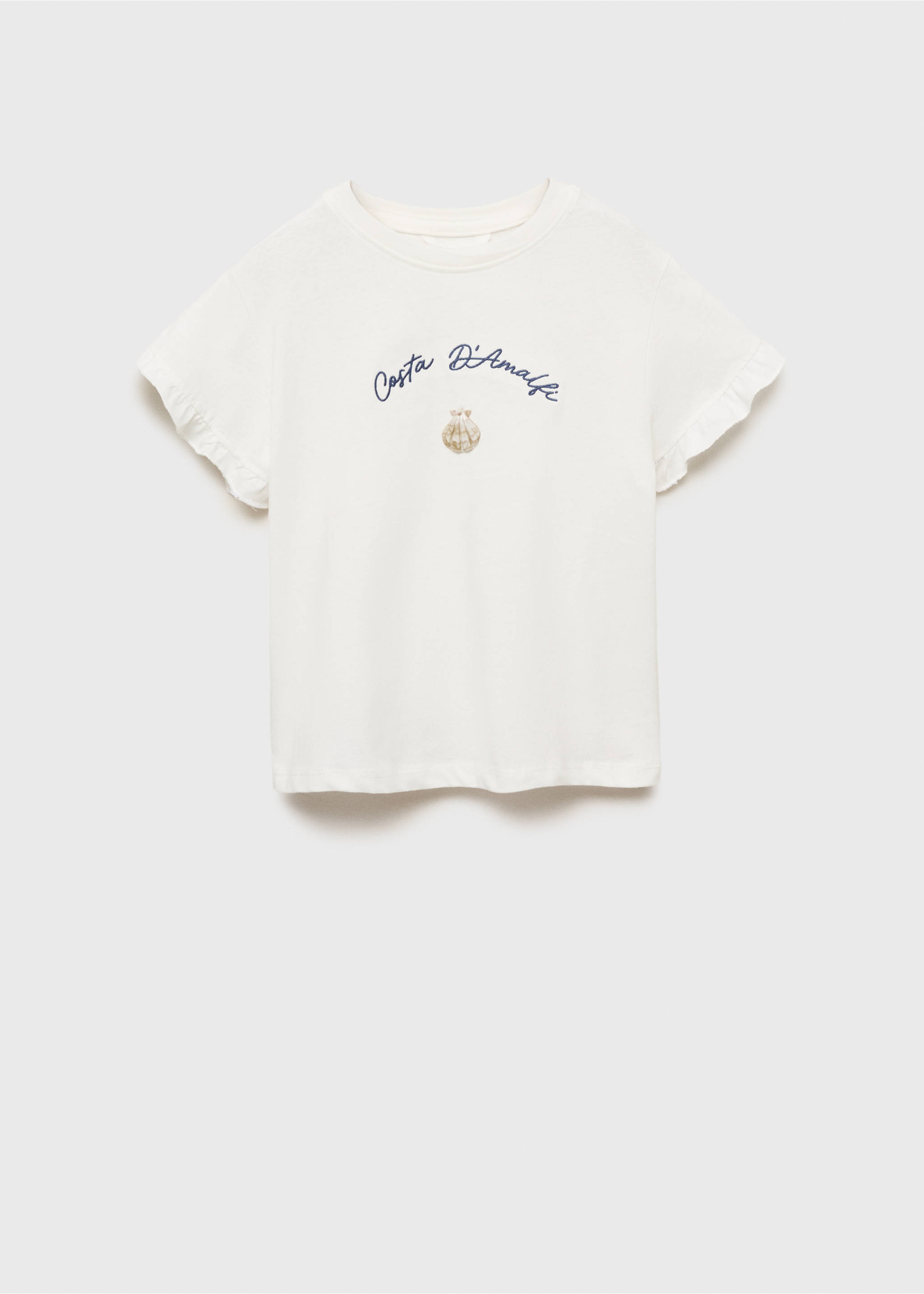 Ruffles embroidered  t-shirt - Article without model, Off White. Ref: 87017901-00.