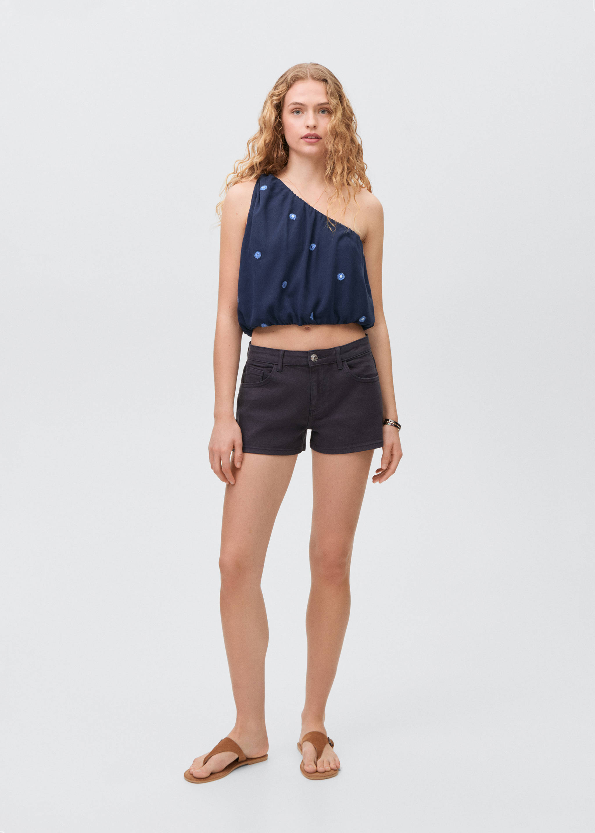 Asymmetrical top with embroidered panel - General plane