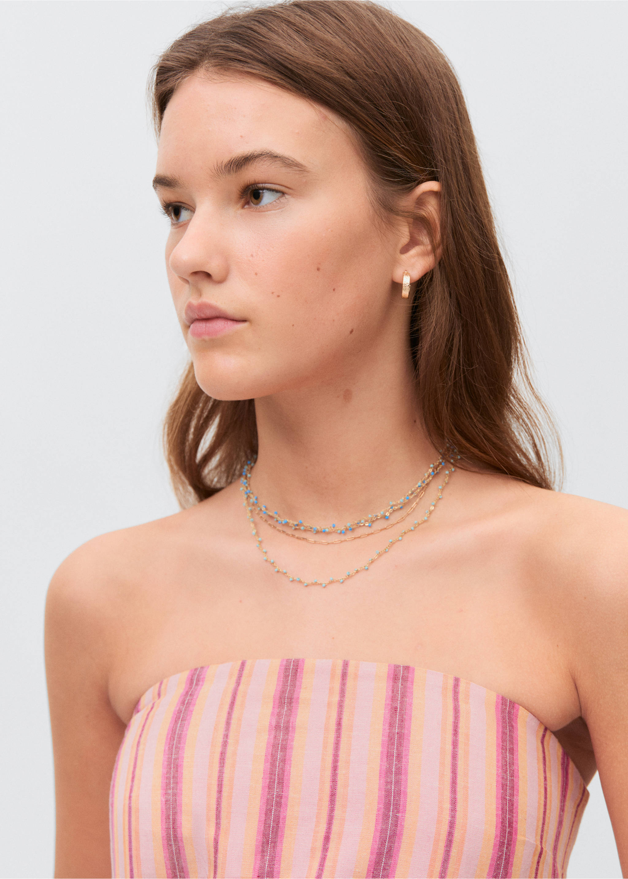 Striped linen top - Details of the article 1, Lime. Ref: 87018269-00.